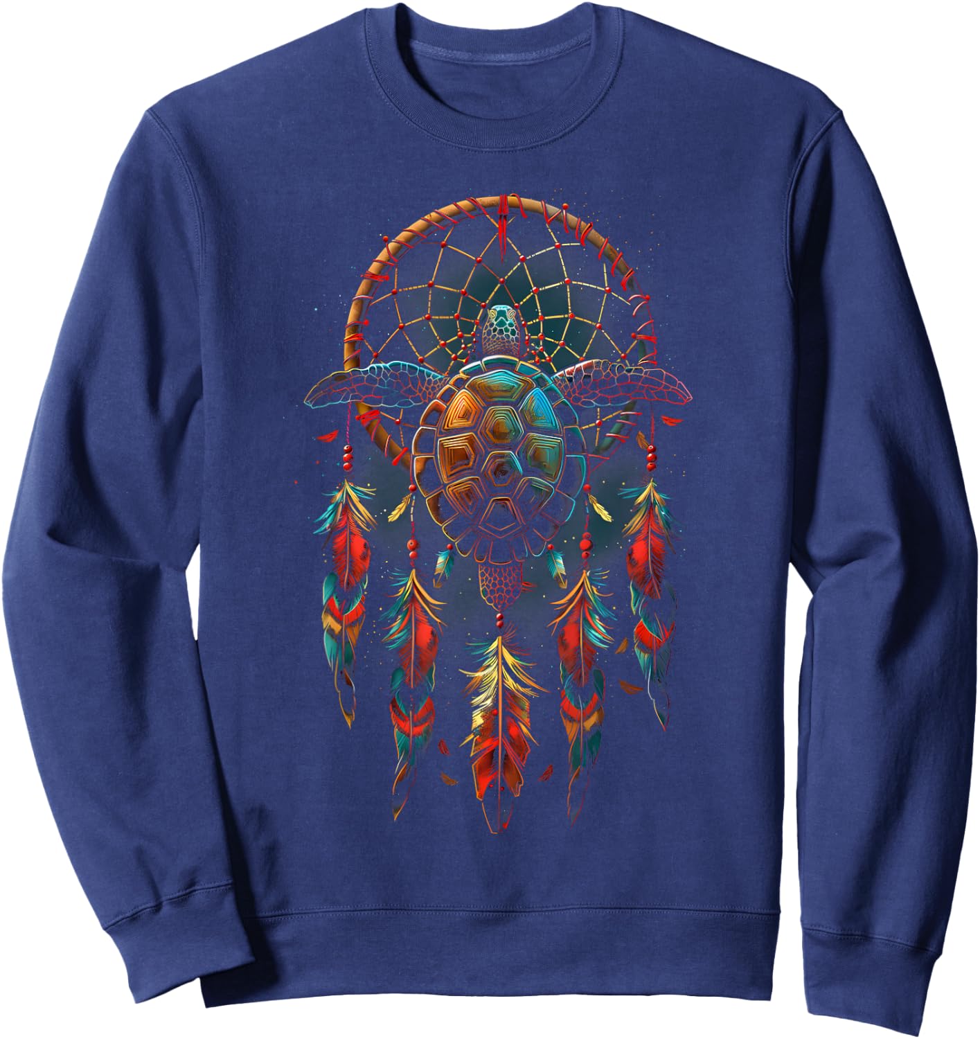 Turtle Dreamcatcher Native American Indian Feathers Arts Sweatshirt - Sweatshirt | Navy