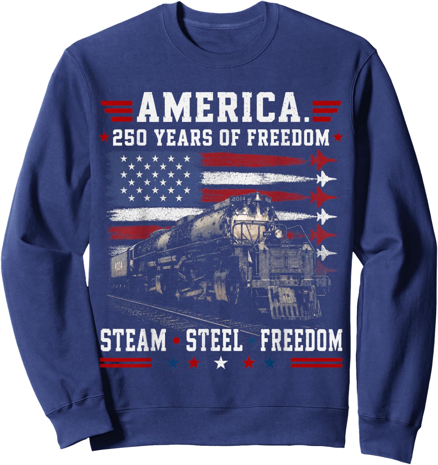 Big Boy 4014 250 Years of Freedom Steam Locomotive Train Sweatshirt - Sweatshirt | Navy