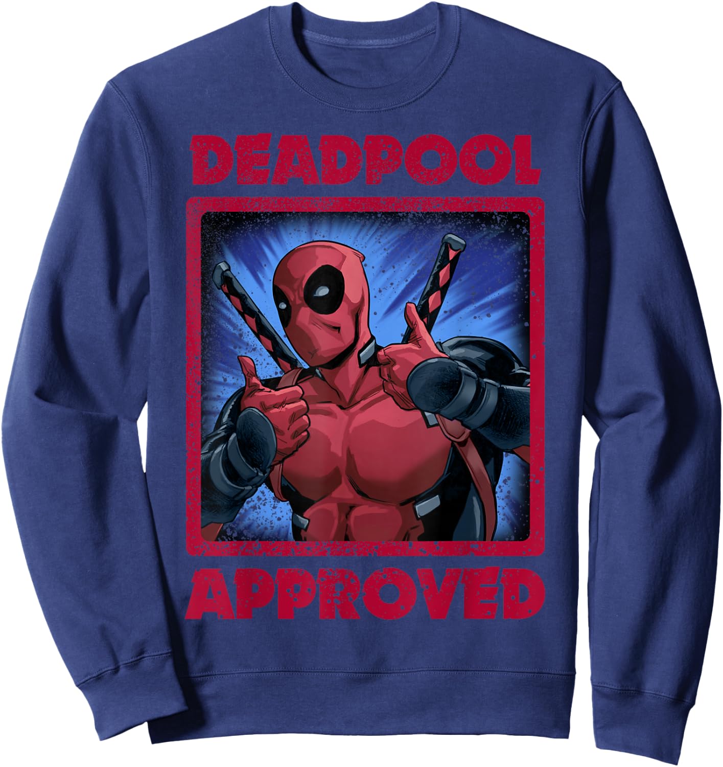 Marvel Deadpool Two Thumbs Up Approved Graphic Sweatshirt - Sweatshirt | Navy