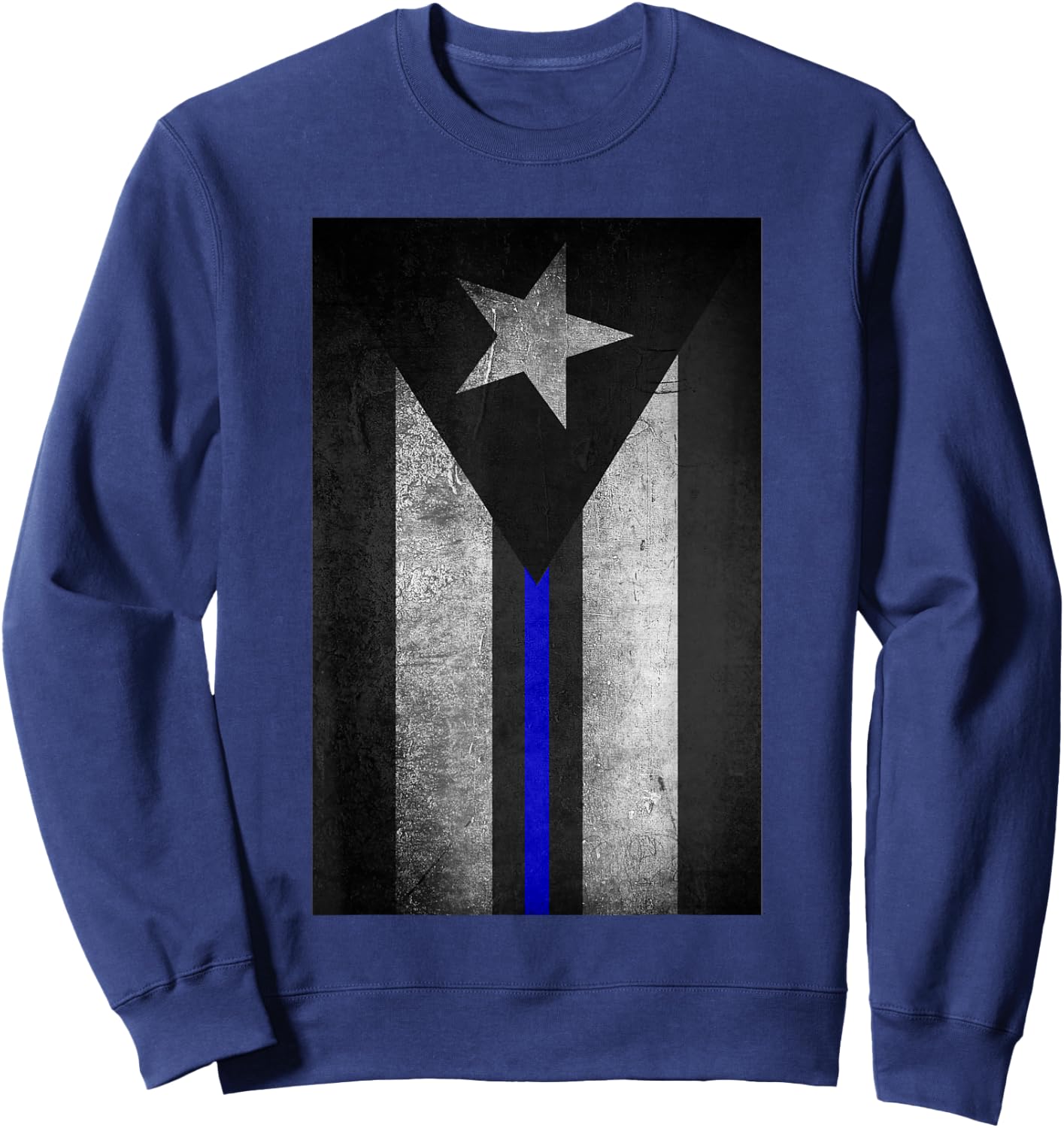 Puerto Rico Flag Police Thin Blue Line Dirty Sweatshirt - Sweatshirt | Navy