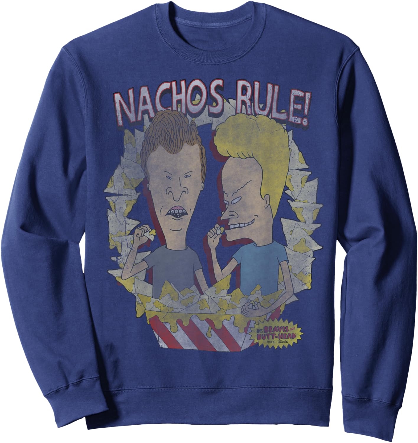 Beavis and Butt-Head Nachos Rule Chip Frame Sweatshirt - Sweatshirt | Navy