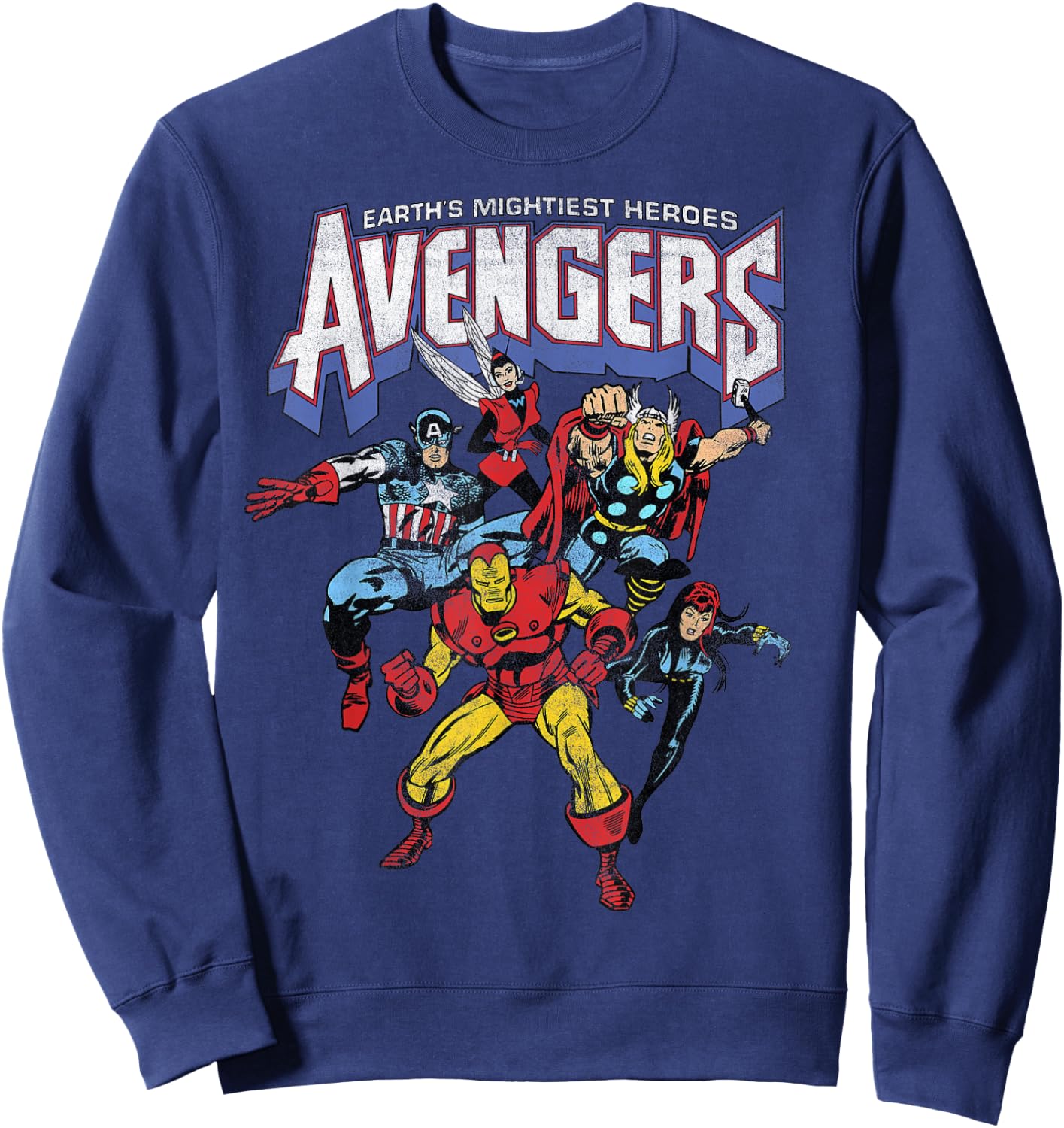 Marvel Avengers Classic Vintage Group Shot Graphic Sweatshirt - Sweatshirt | Navy