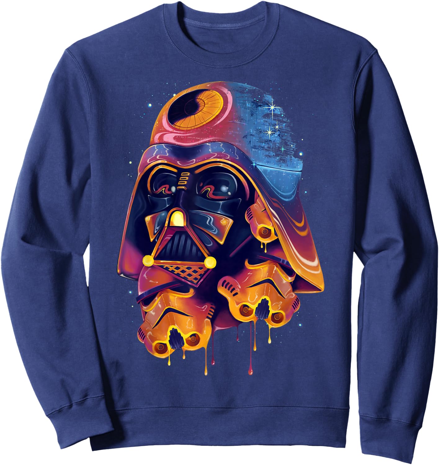 Star Wars Darth Vader Trooper Helmets Psychedelic Drip Sweatshirt - Sweatshirt | Navy