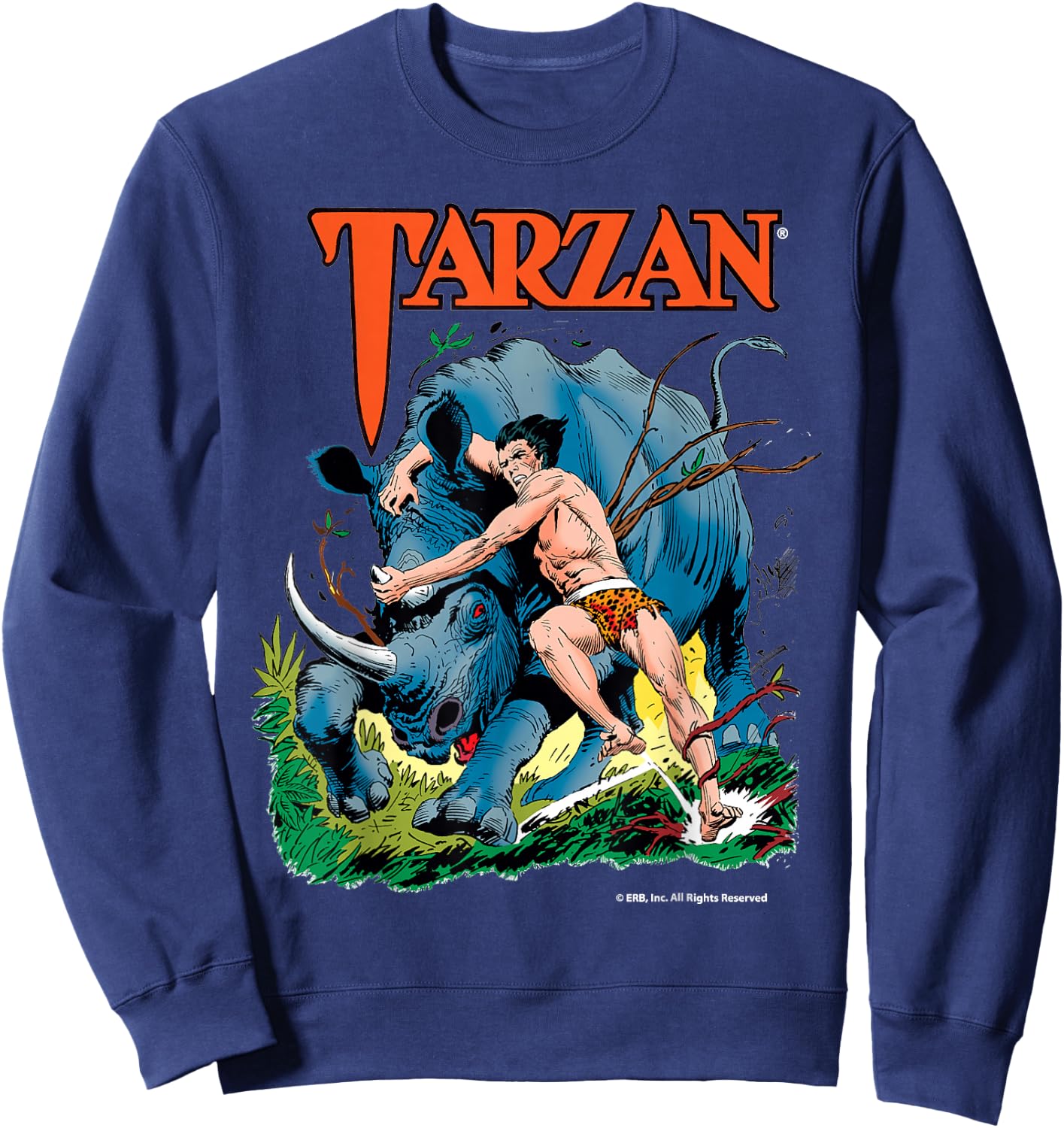 Edgar Rice Burroughs, Inc. Tarzan Adult Black Modern Classic Cartoon Sweatshirt - Sweatshirt | Navy