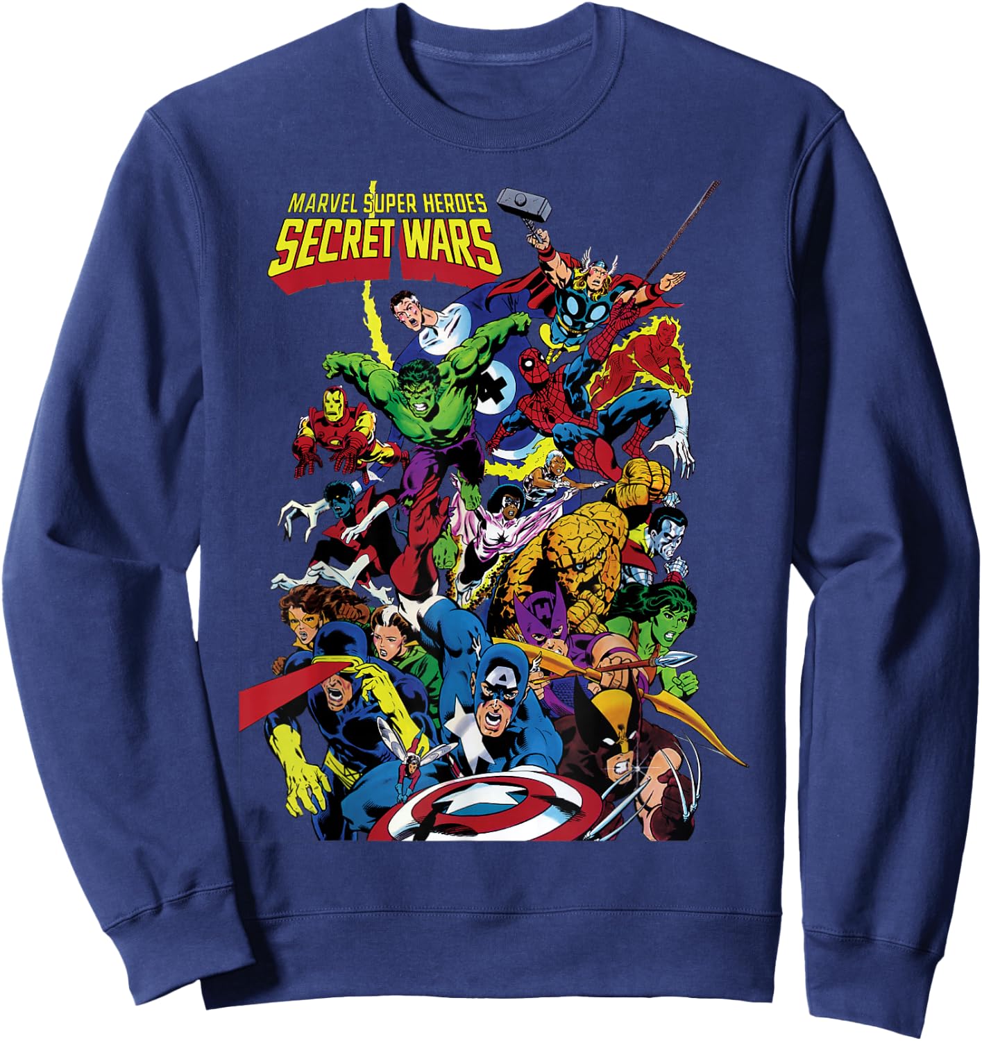 Marvel Exclusive Secret Wars Franchise Hero Collage Sweatshirt - Sweatshirt | Navy