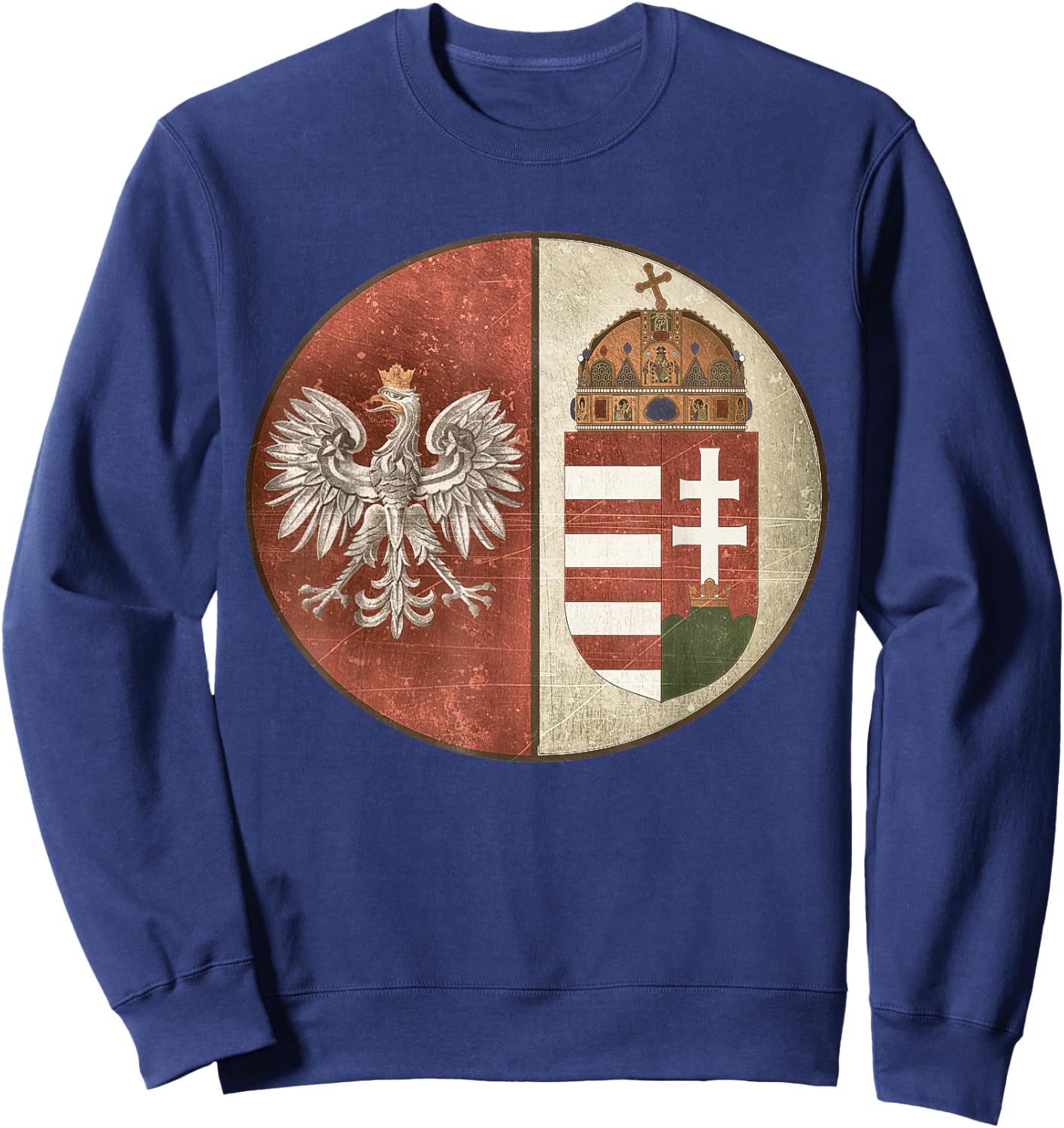 Poland Hungary Heritage Vintage-look Polska Hungarian Sweatshirt - Sweatshirt | Navy