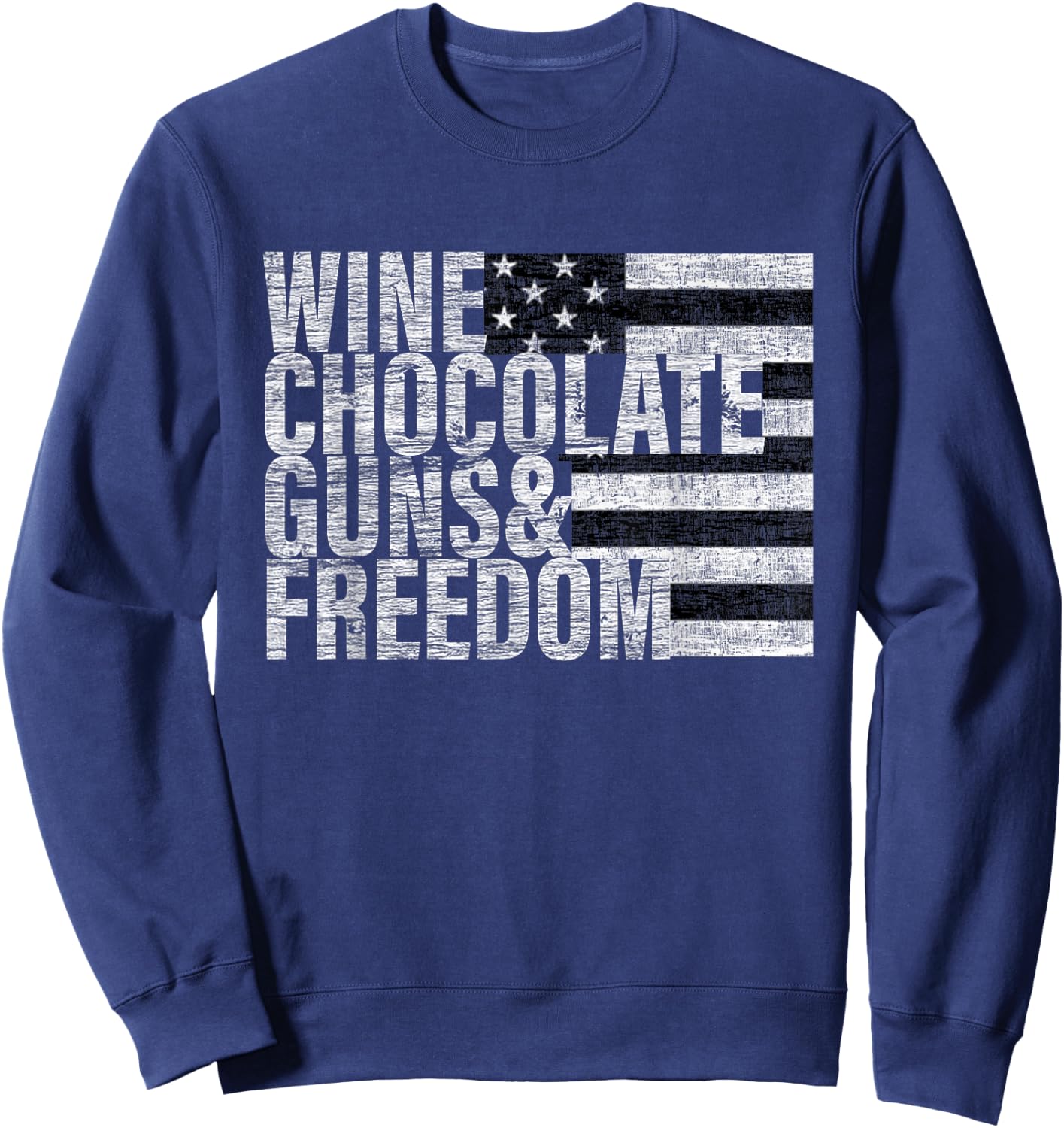 Wine Chocolate Guns & Freedom Women's Flag Sweatshirt - Sweatshirt | Navy