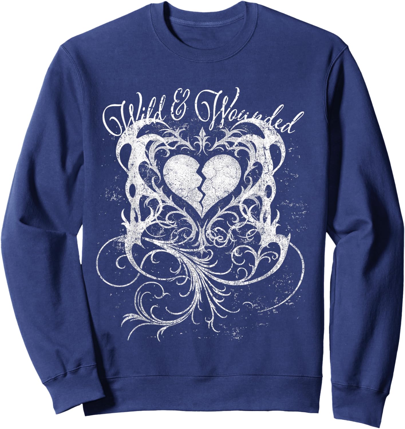Grunge Goth Y2k Vintage Graphic Gothic Dark Romance Emo Sad Sweatshirt - Sweatshirt | Navy