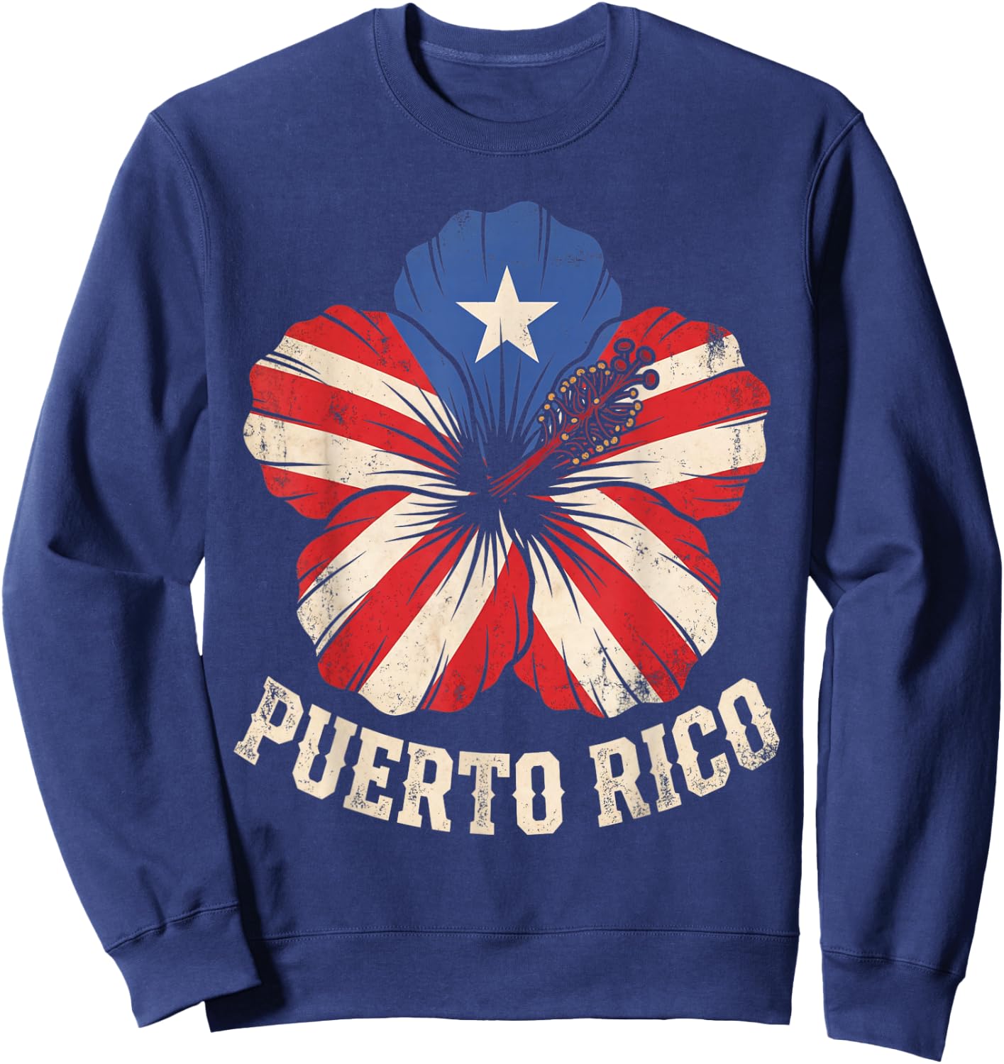 Puerto Rico Flag Patriotic Funny PR Rican Pride Boricua Sweatshirt - Sweatshirt | Navy
