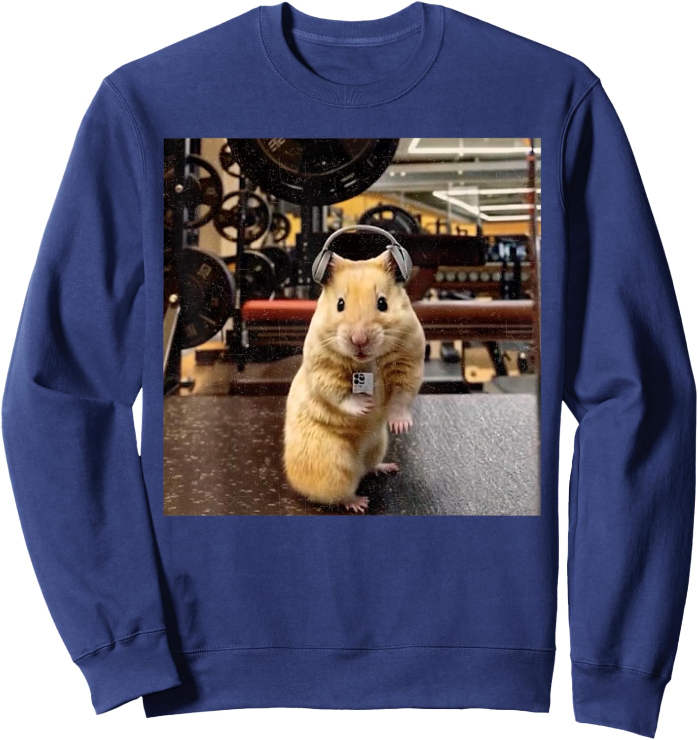 Funny Hamster Selfie Hamster Gym Meme Deadlift Training Sweatshirt - Sweatshirt | Navy