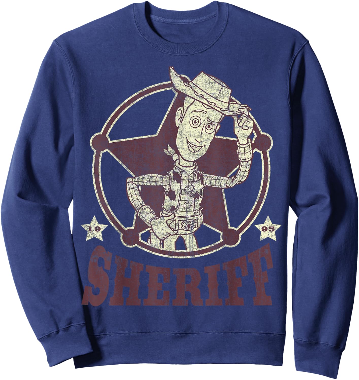 Disney Pixar Toy Story Vintage Retro Woody Sheriff Badge Sweatshirt - Sweatshirt | Navy
