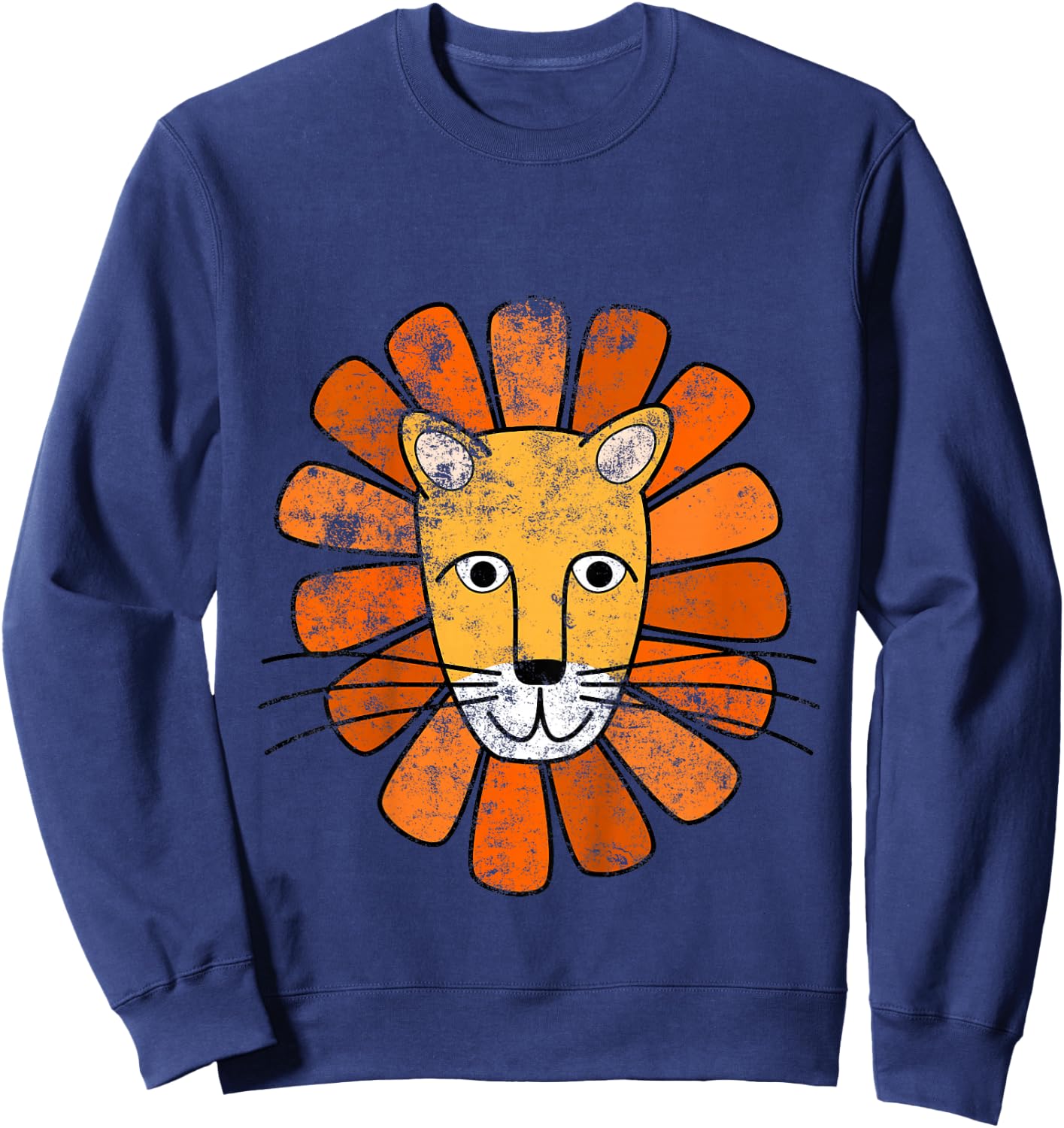 Lion Face . Boys / Girls Cartoon Lion Sweatshirt - Sweatshirt | Navy