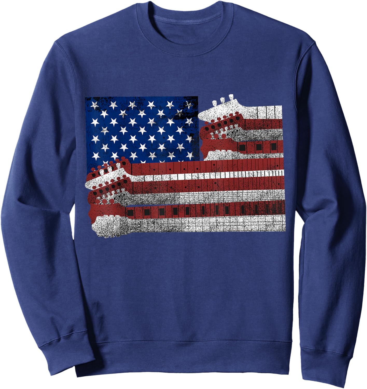 Guitar - US Flag Lovers - USA Patriotic Guitarist Women Kids Men Sweatshirt - Sweatshirt | Navy