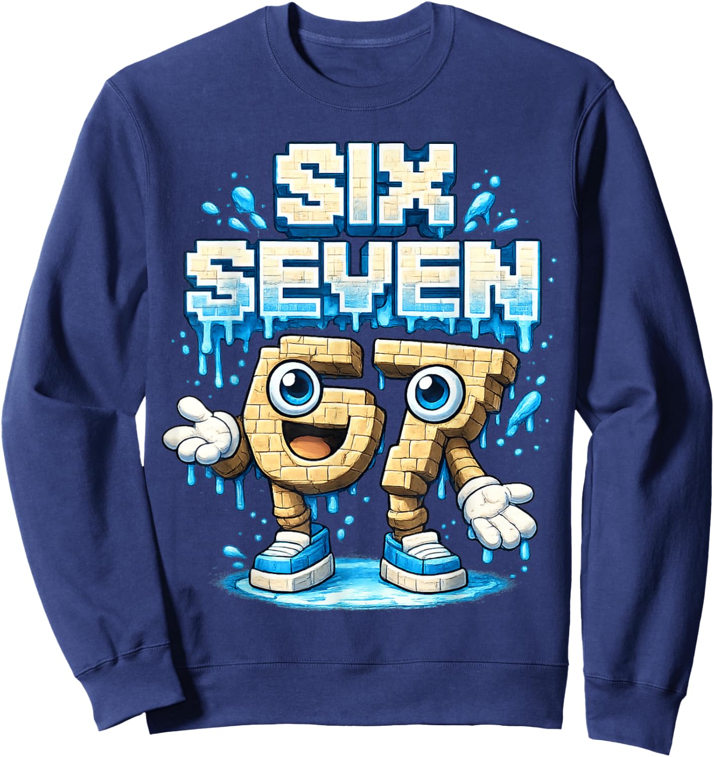 I was 6 Now I'm Six 7 Seven Years Brainrot Birthday Sweatshirt - Sweatshirt | Navy