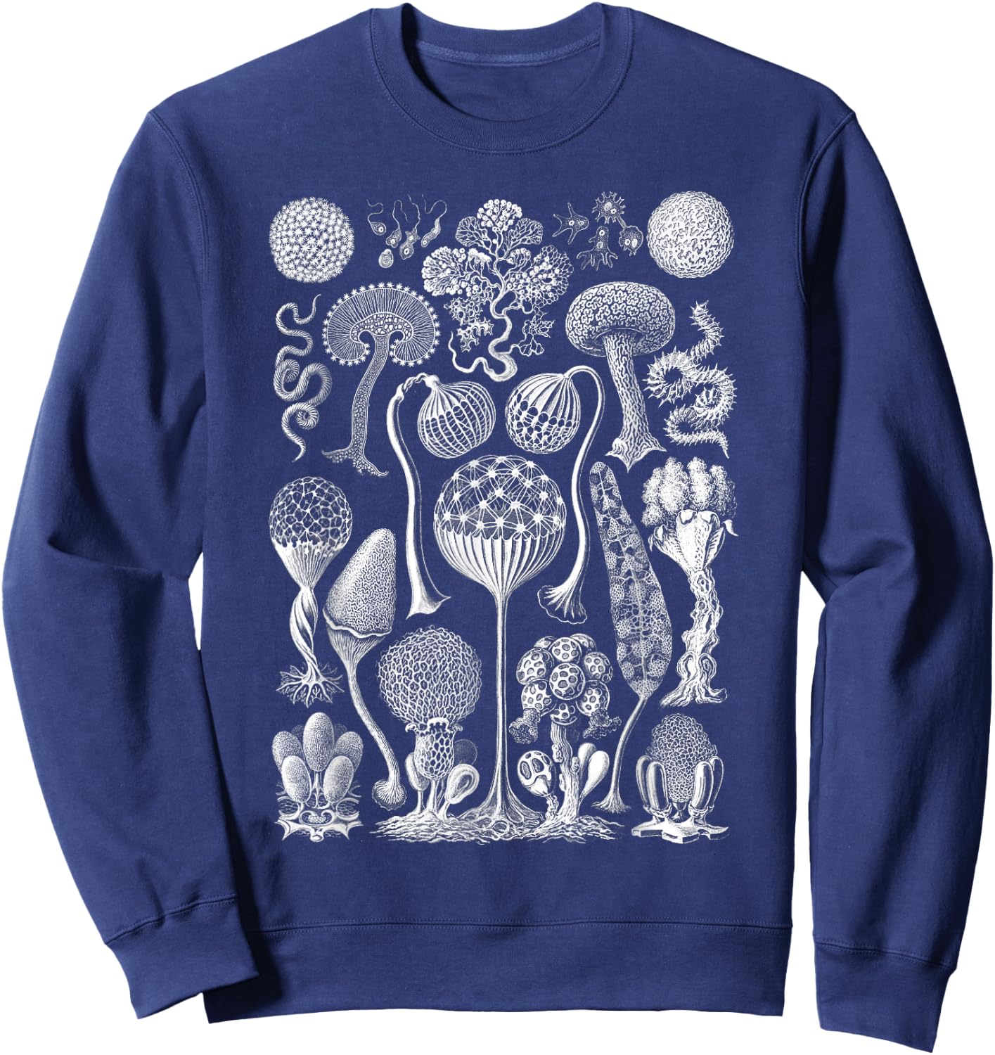 Vintage Haeckel Mycetozoa Slime Molds Sweatshirt - Sweatshirt | Navy