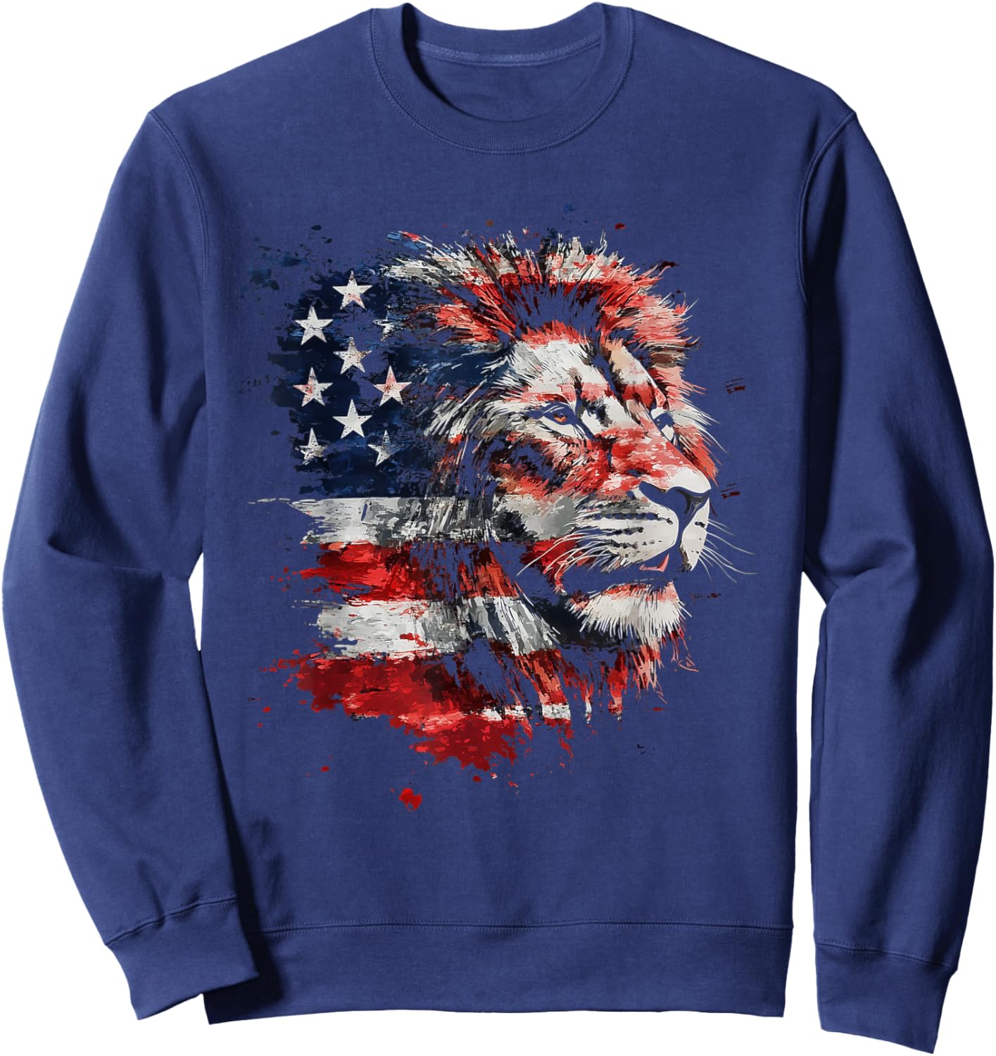 Patriotic Lion American Flag 4th Of July African Animal Lion Sweatshirt - Sweatshirt | Navy
