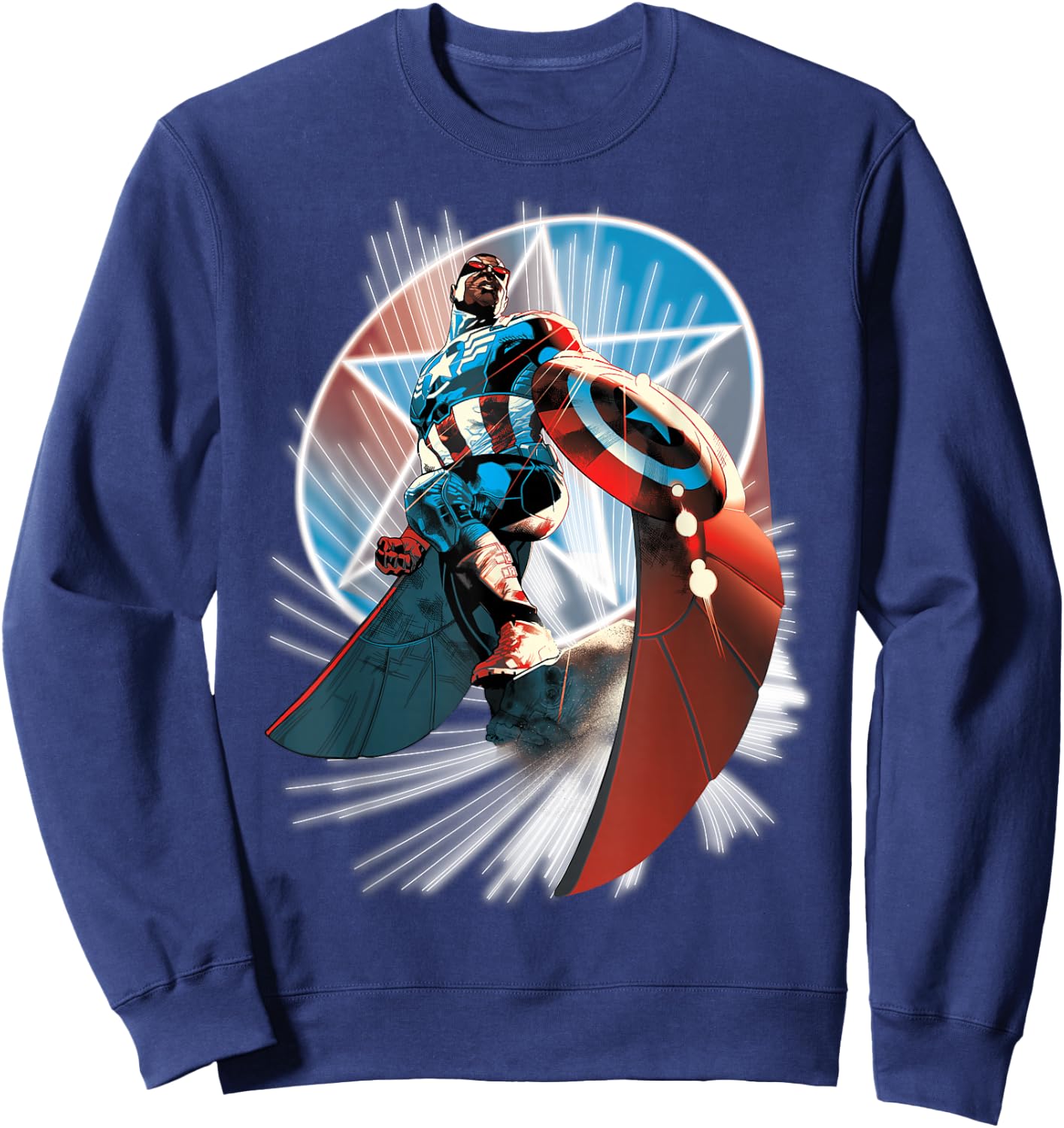 Captain America Hands Helm to Falcon Marvel Now Sweatshirt - Sweatshirt | Navy