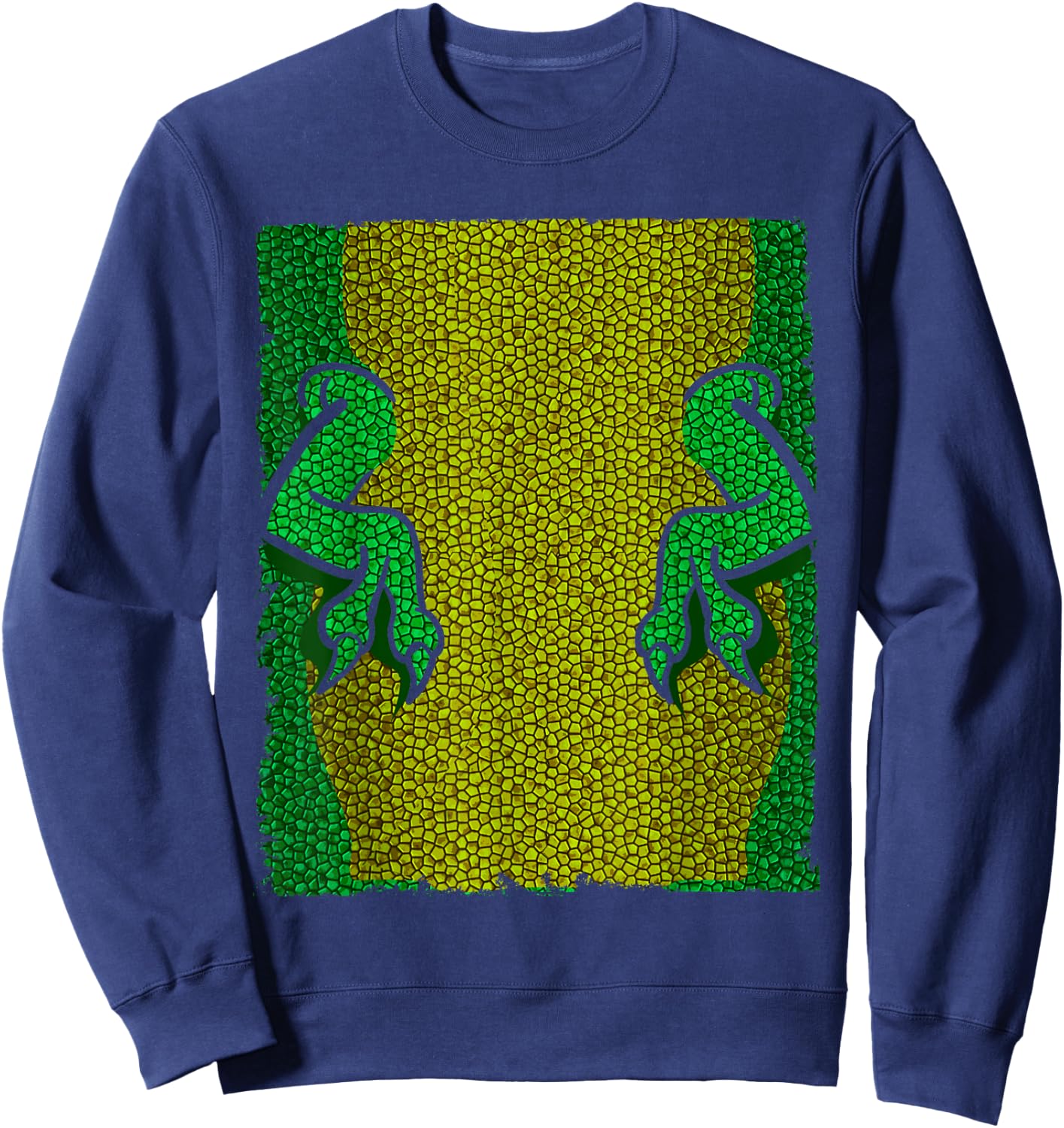 Halloween Costume Shirt - Lizard Dinosaur Arms Snakeskin Sweatshirt - Sweatshirt | Navy