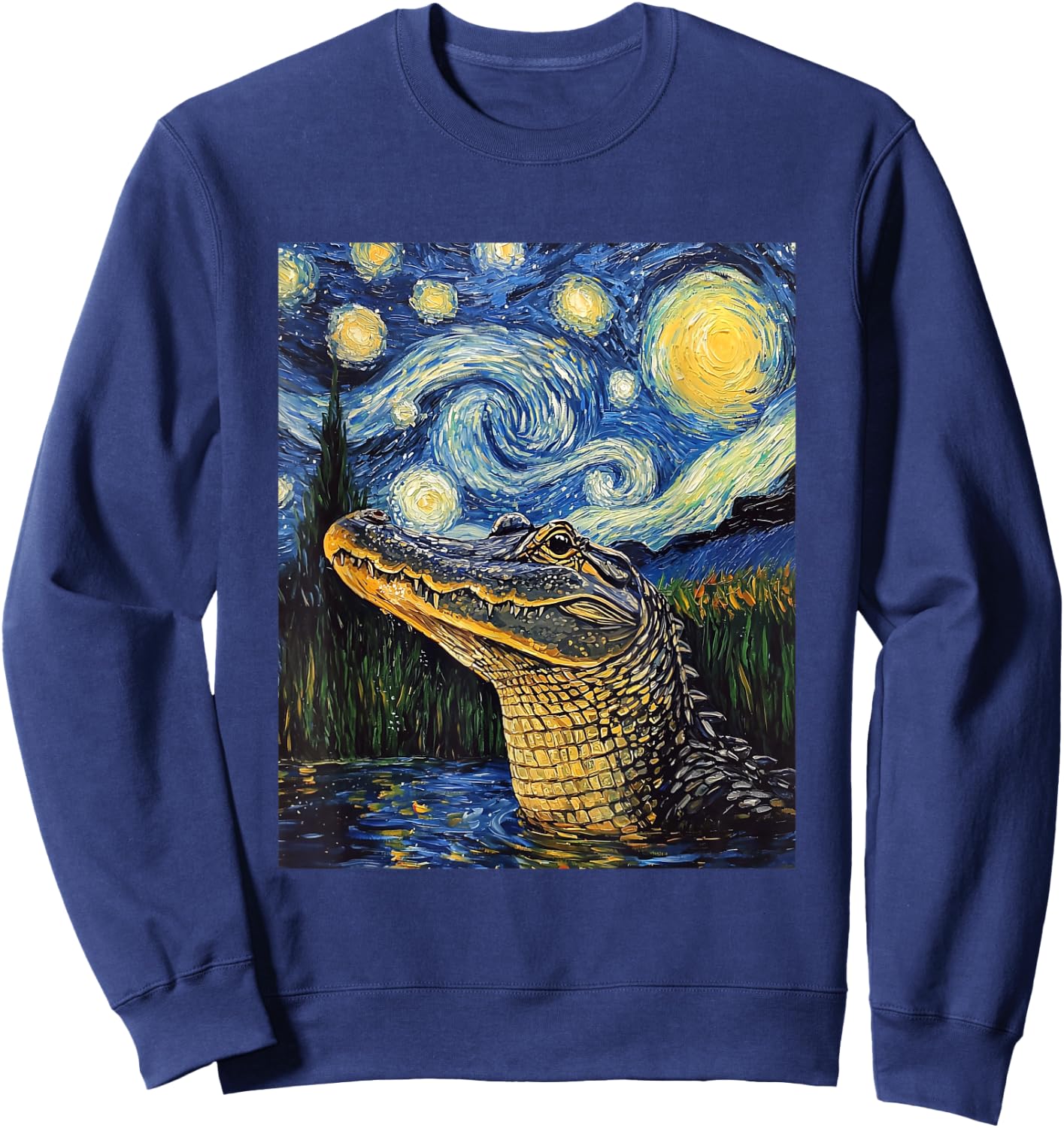 Alligator - Van Gogh Style - Starry Night Sweatshirt - Sweatshirt | Navy