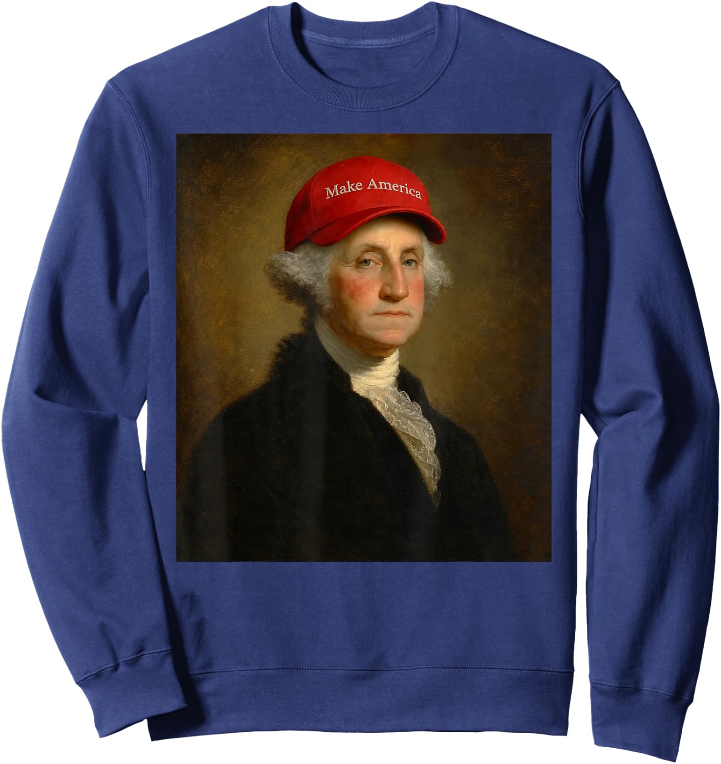Vintage George Washington Founding Father 4th of July Sweatshirt - Sweatshirt | Navy