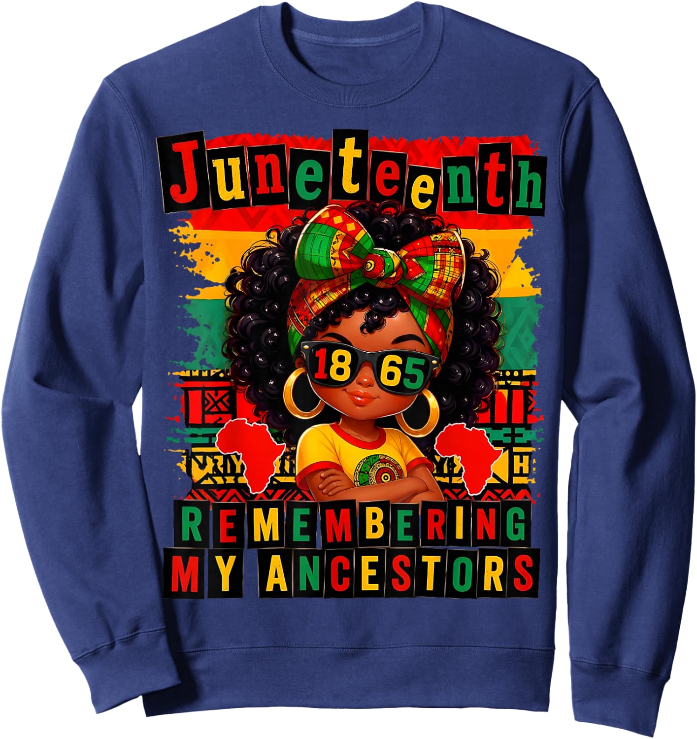 Retro Juneteenth Remembering My Ancestors Gift Sweatshirt - Sweatshirt | Navy