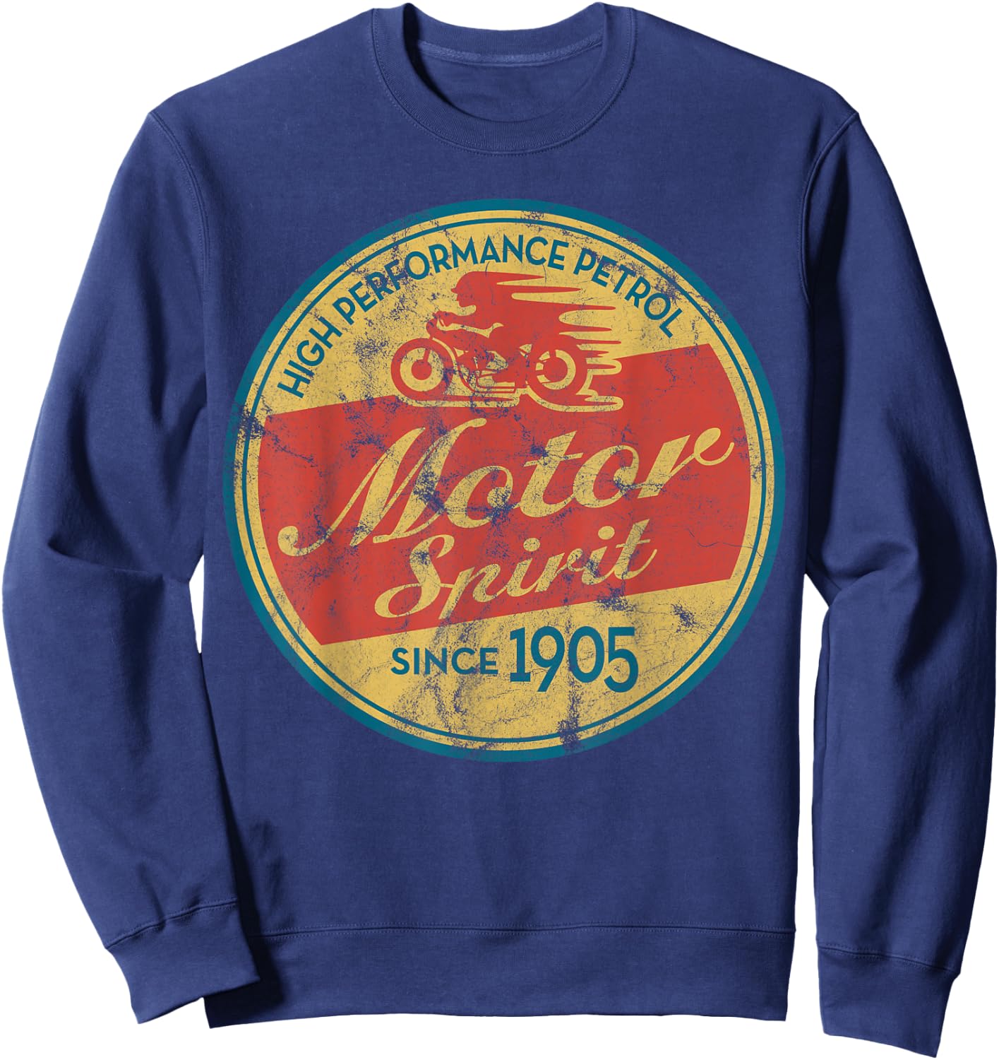 Vintage Motorcycle (distressed shirts women & men) Sweatshirt - Sweatshirt | Navy