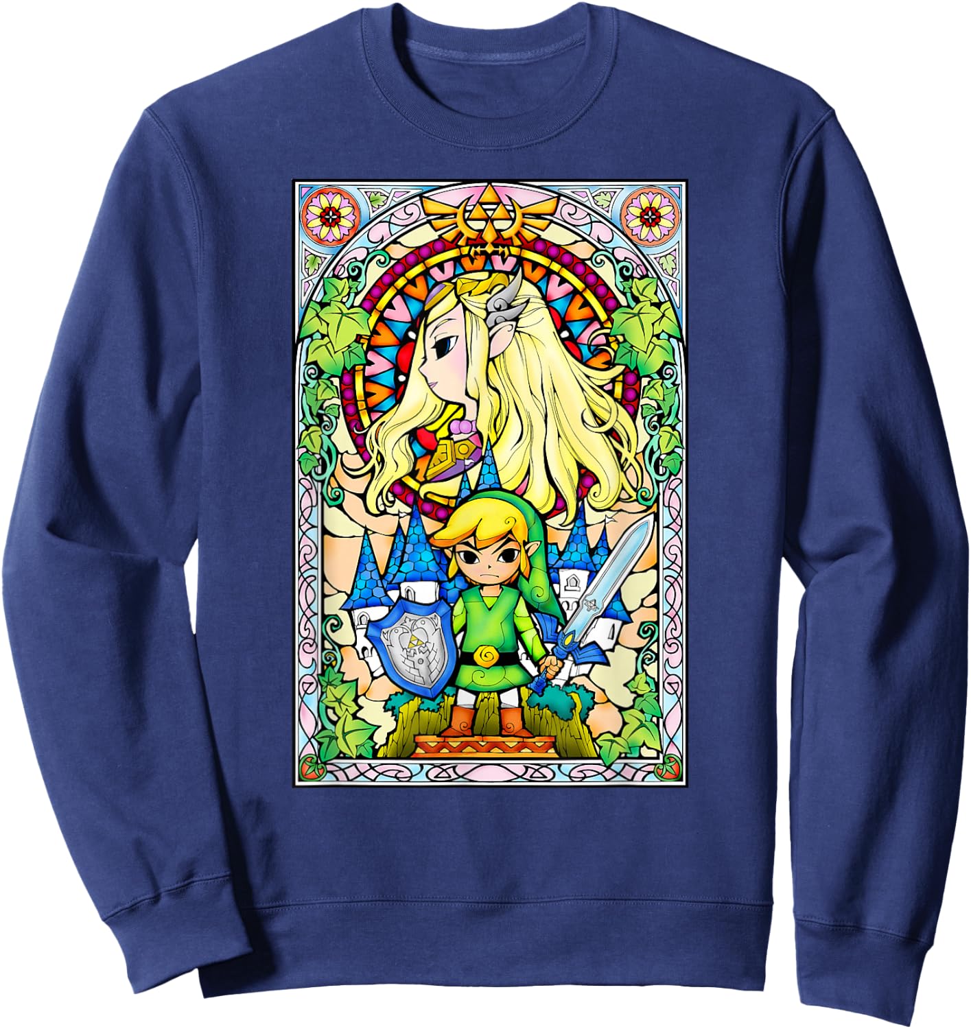 Legend Of Zelda Wind Waker Stained Glass Graphic Sweatshirt - Sweatshirt | Navy