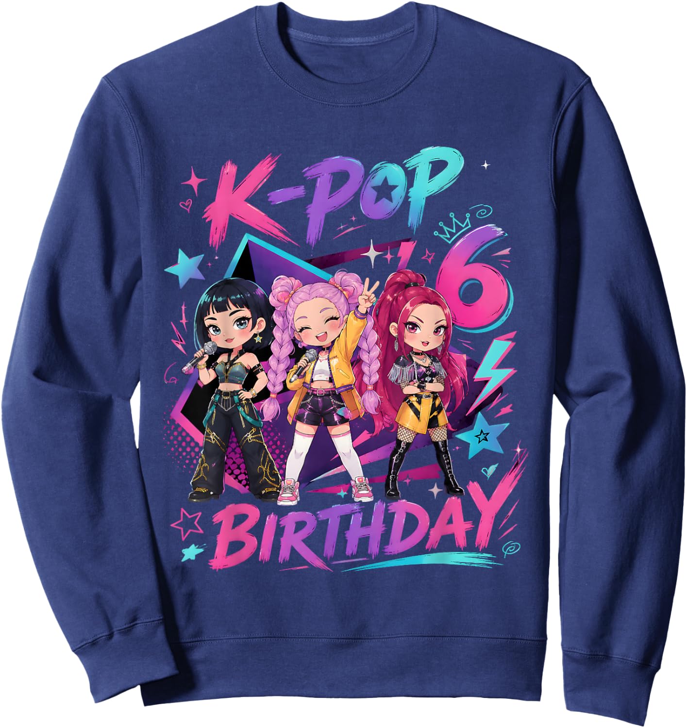 Kids It's My 6th K Pop Birthday Girl 6 Year Old K-Pop Bday Sweatshirt - Sweatshirt | Navy