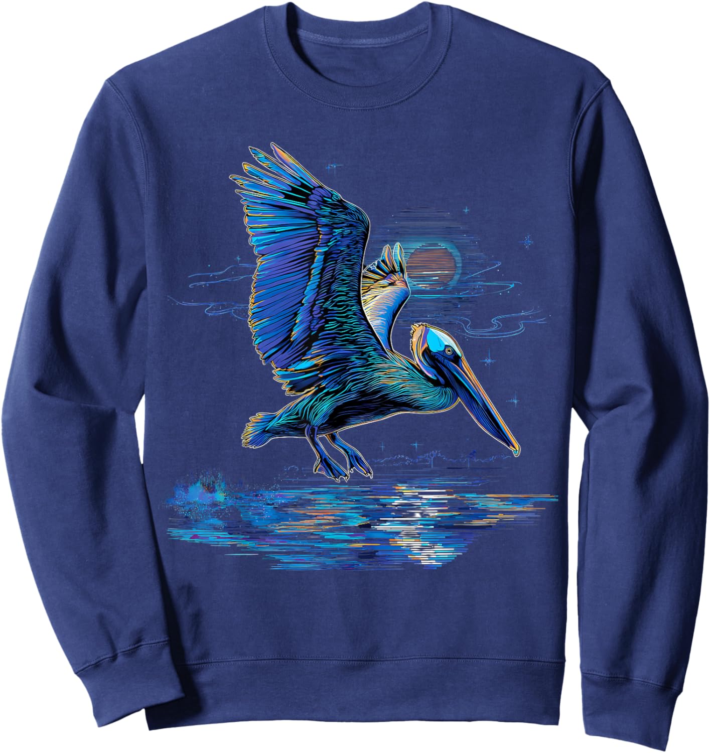 Pelican Bird Animal Graphic Seabird Tropical Pelican Lover Sweatshirt - Sweatshirt | Navy