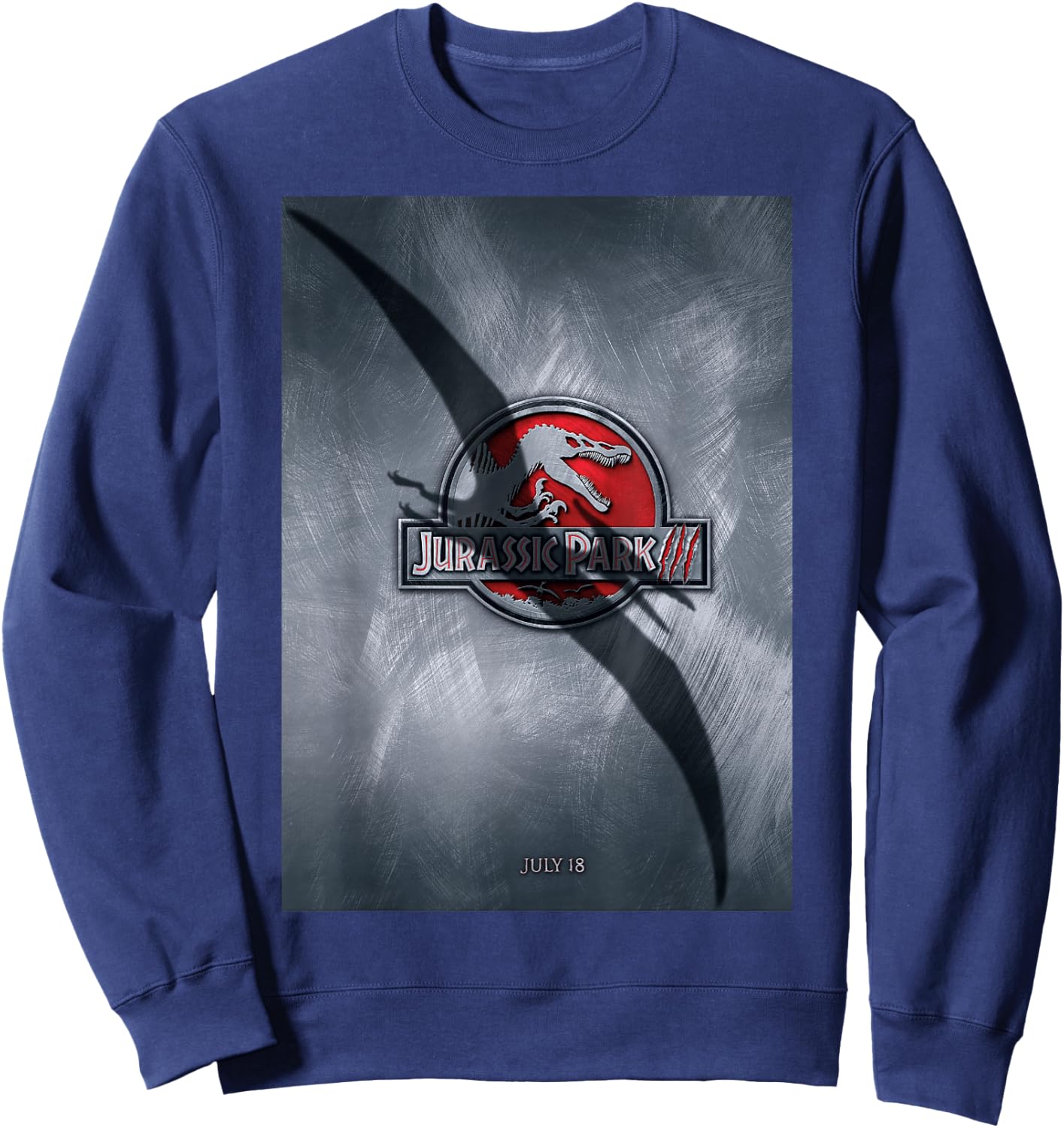 Jurassic Park 3 Movie Poster Pterodactyl Graphic Sweatshirt - Sweatshirt | Navy