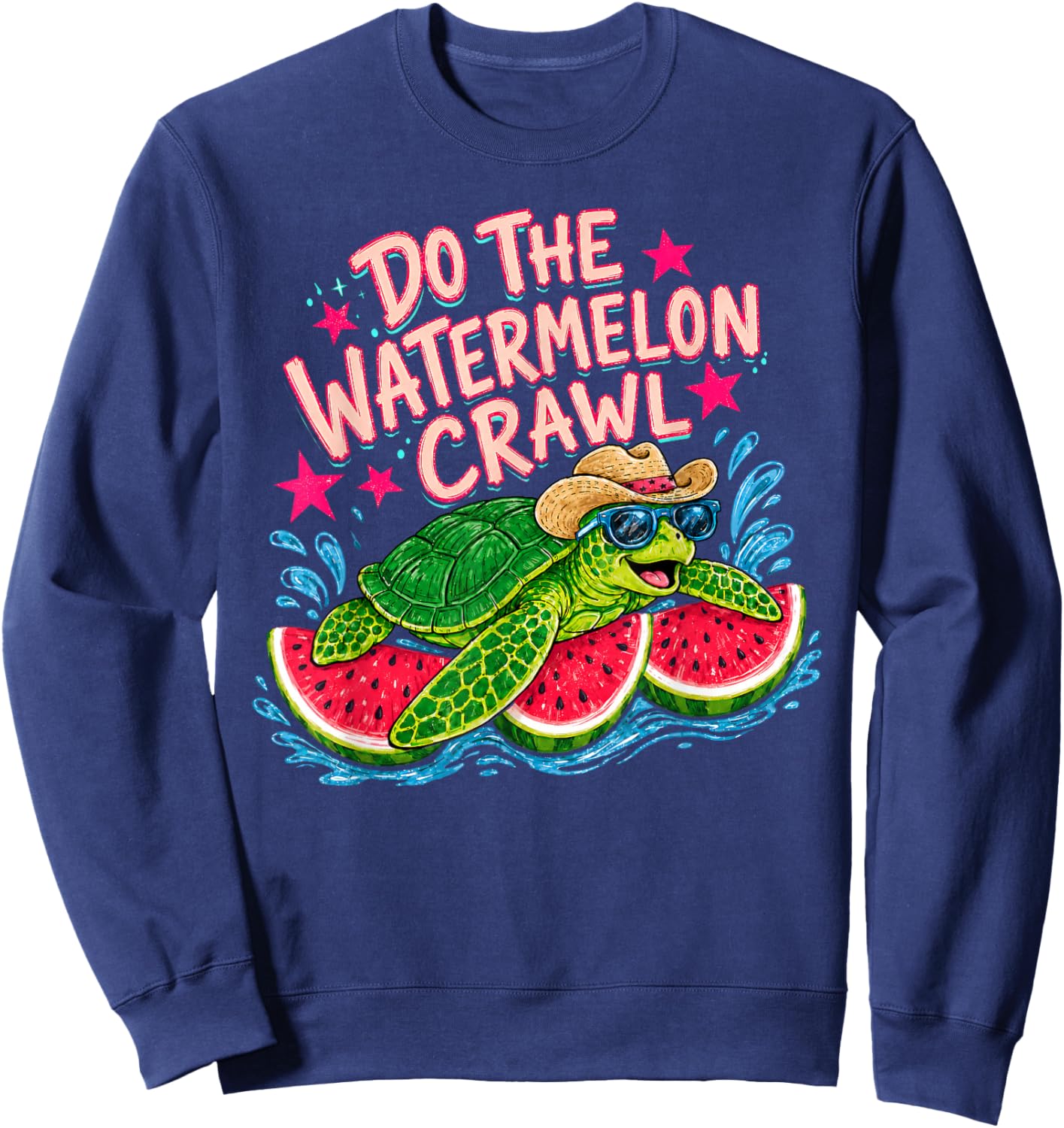 Do The Watermelon Crawl Sea Turtle Beach Summer Vacation Sweatshirt - Sweatshirt | Navy