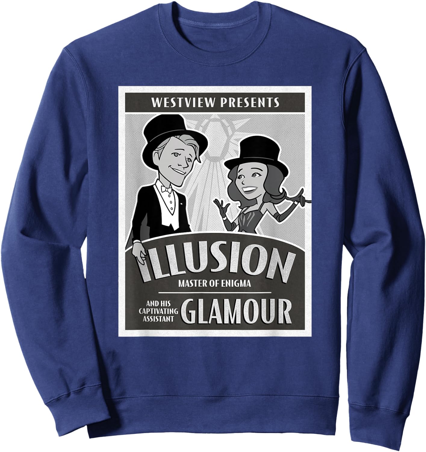 Marvel WandaVision Westview Presents Retro Magician Poster Sweatshirt - Sweatshirt | Navy