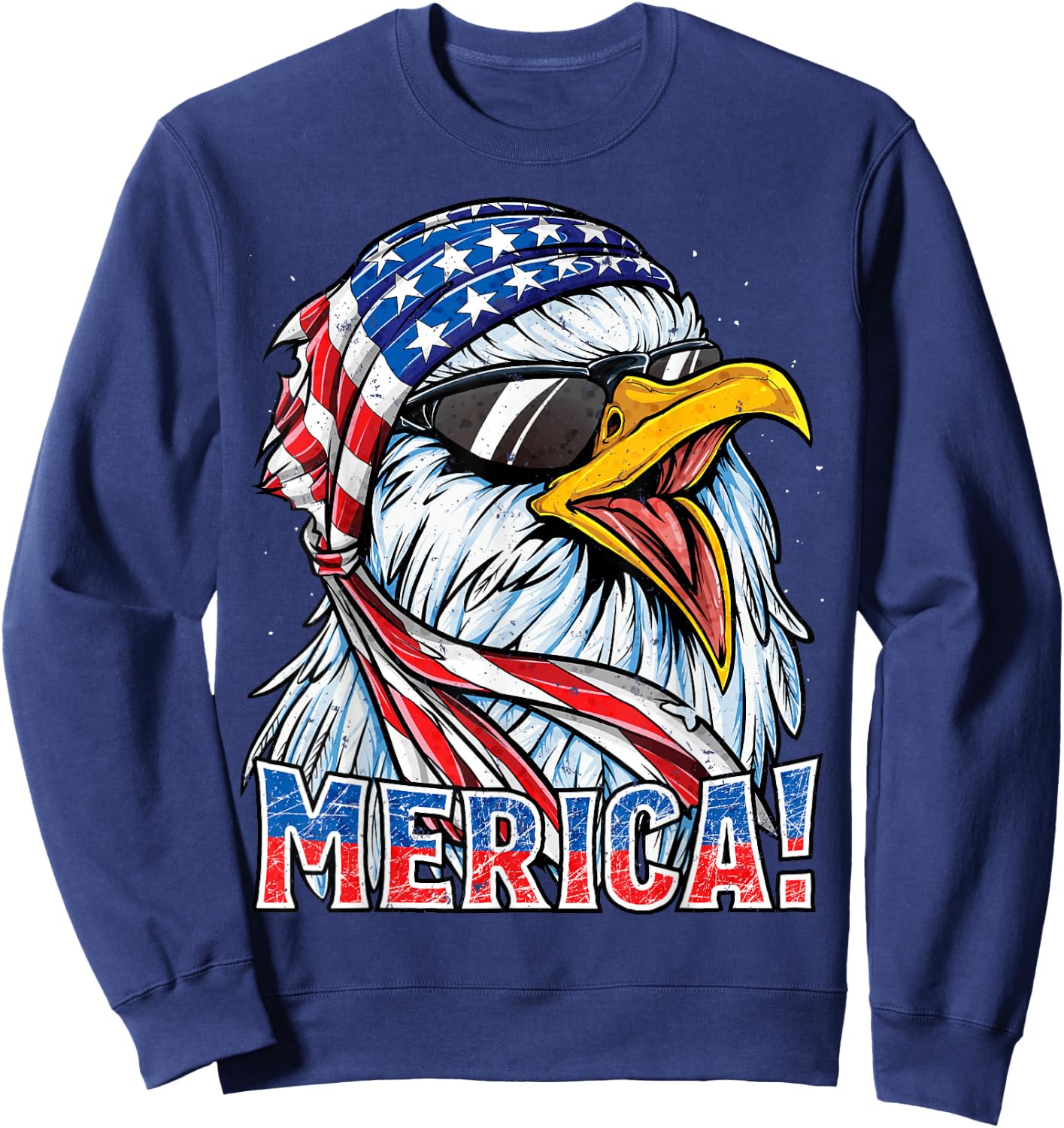 Eagle Merica T Shirt 4th of July Merica Men Boys American Sweatshirt - Sweatshirt | Navy