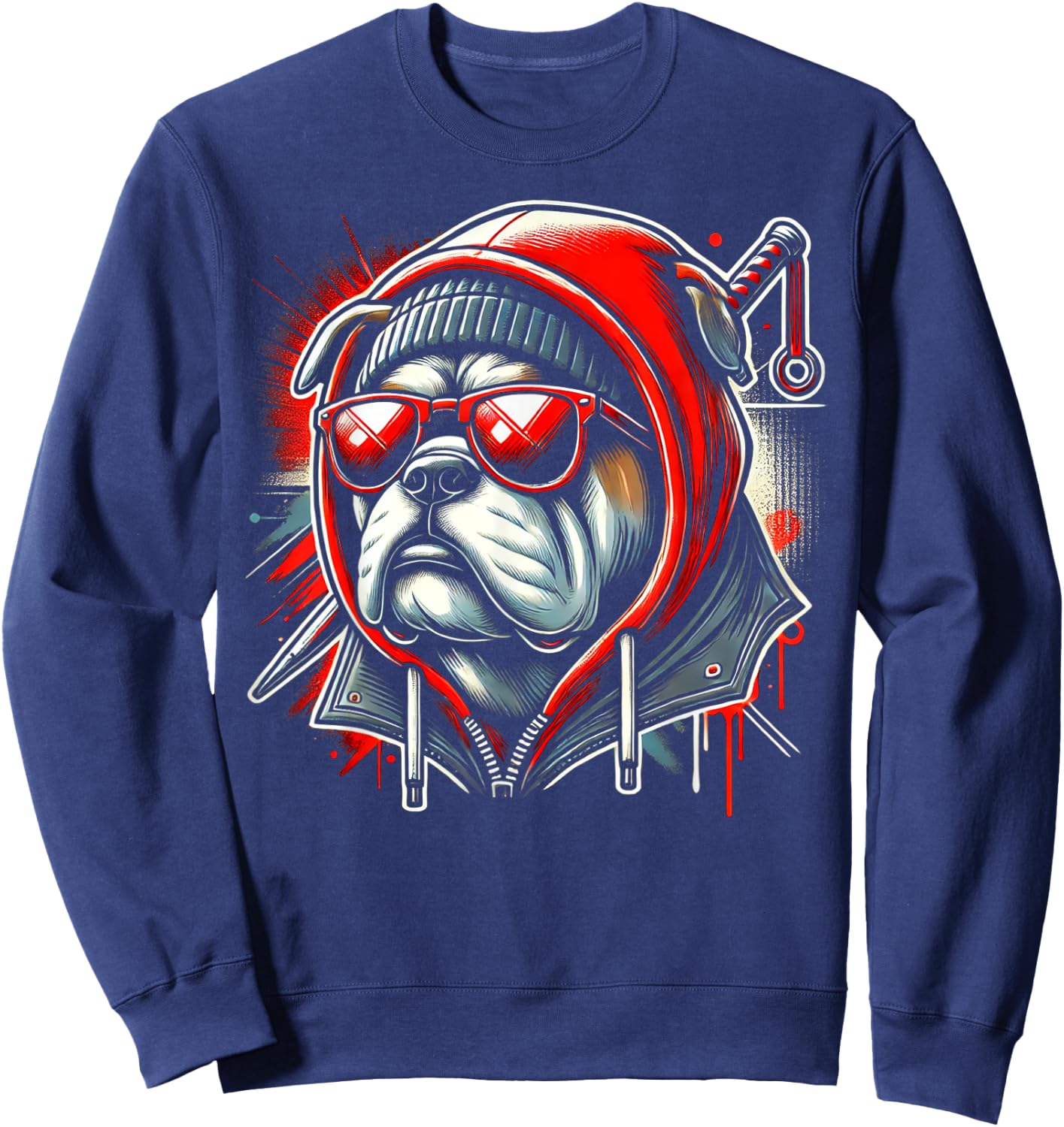 Graphic Bulldog Animal Cute Dogs Women Kids Sweatshirt - Sweatshirt | Navy