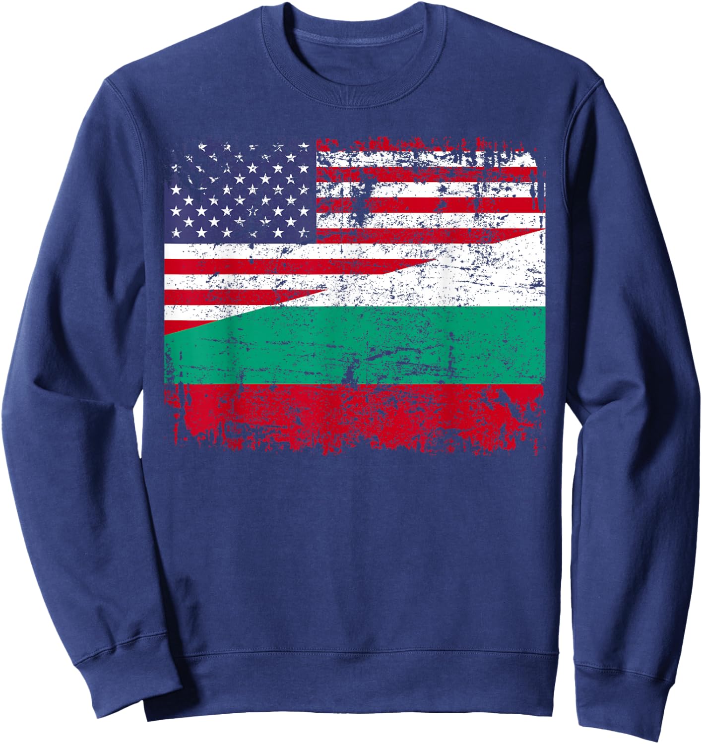 BULGARIAN ROOTS | Half American Flag | BULGARIA Sweatshirt - Sweatshirt | Navy