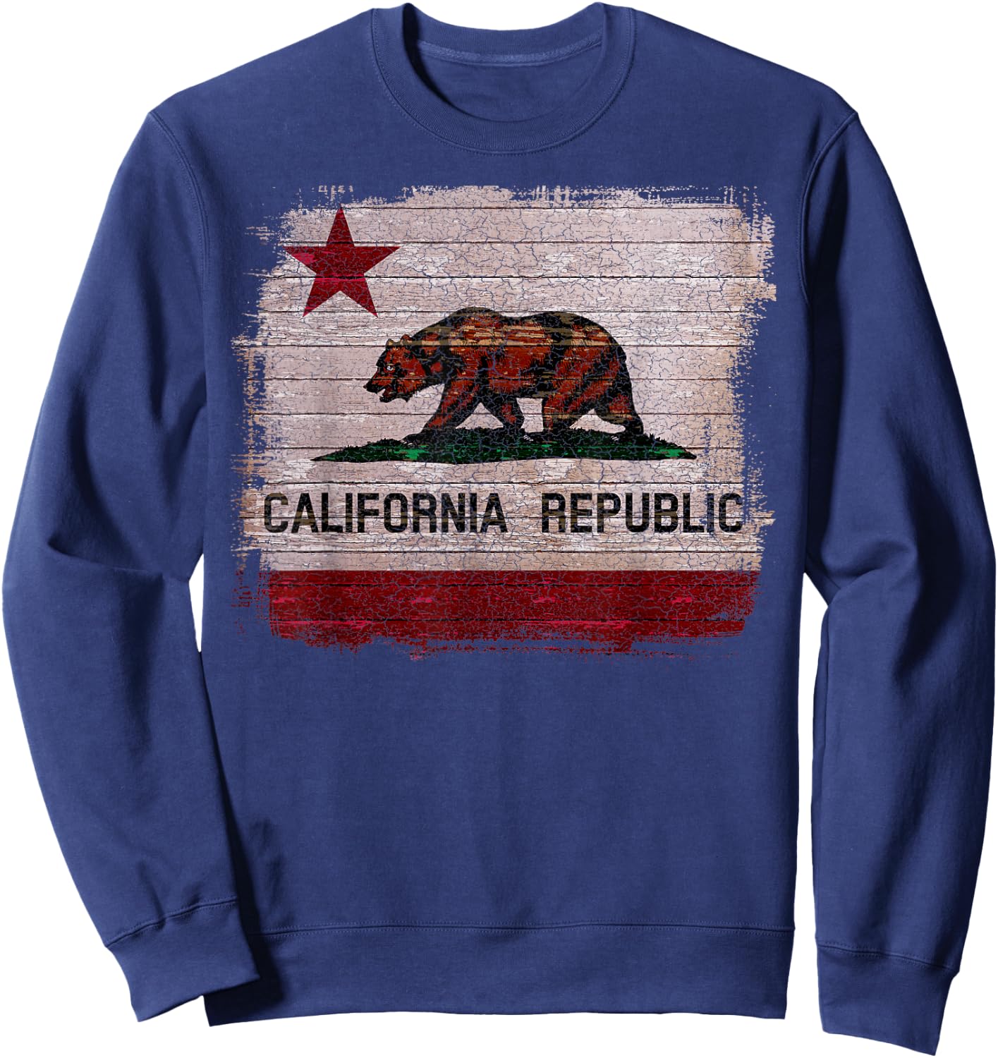 California Republic Flag Distressed Bear Sweatshirt - Sweatshirt | Navy