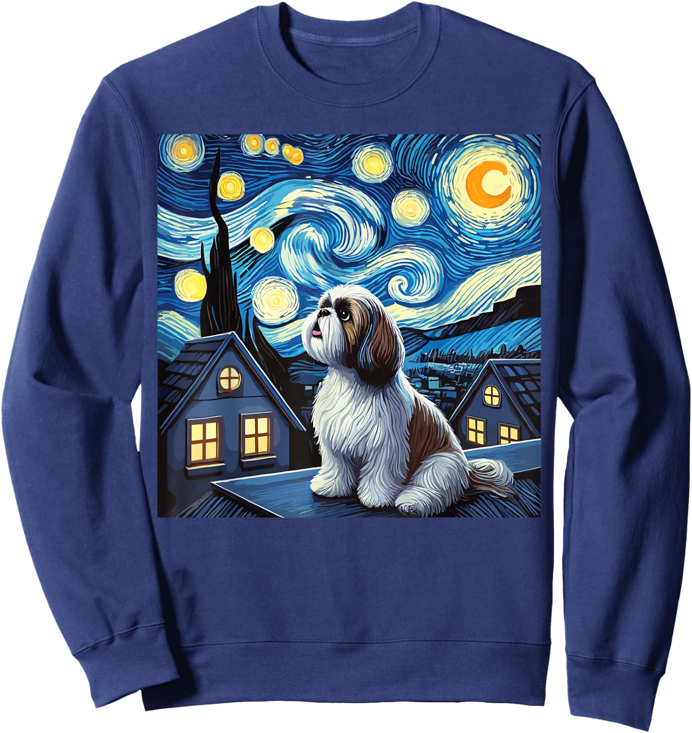 Shih Tzu Starry Night Sky Sweatshirt - Sweatshirt | Navy