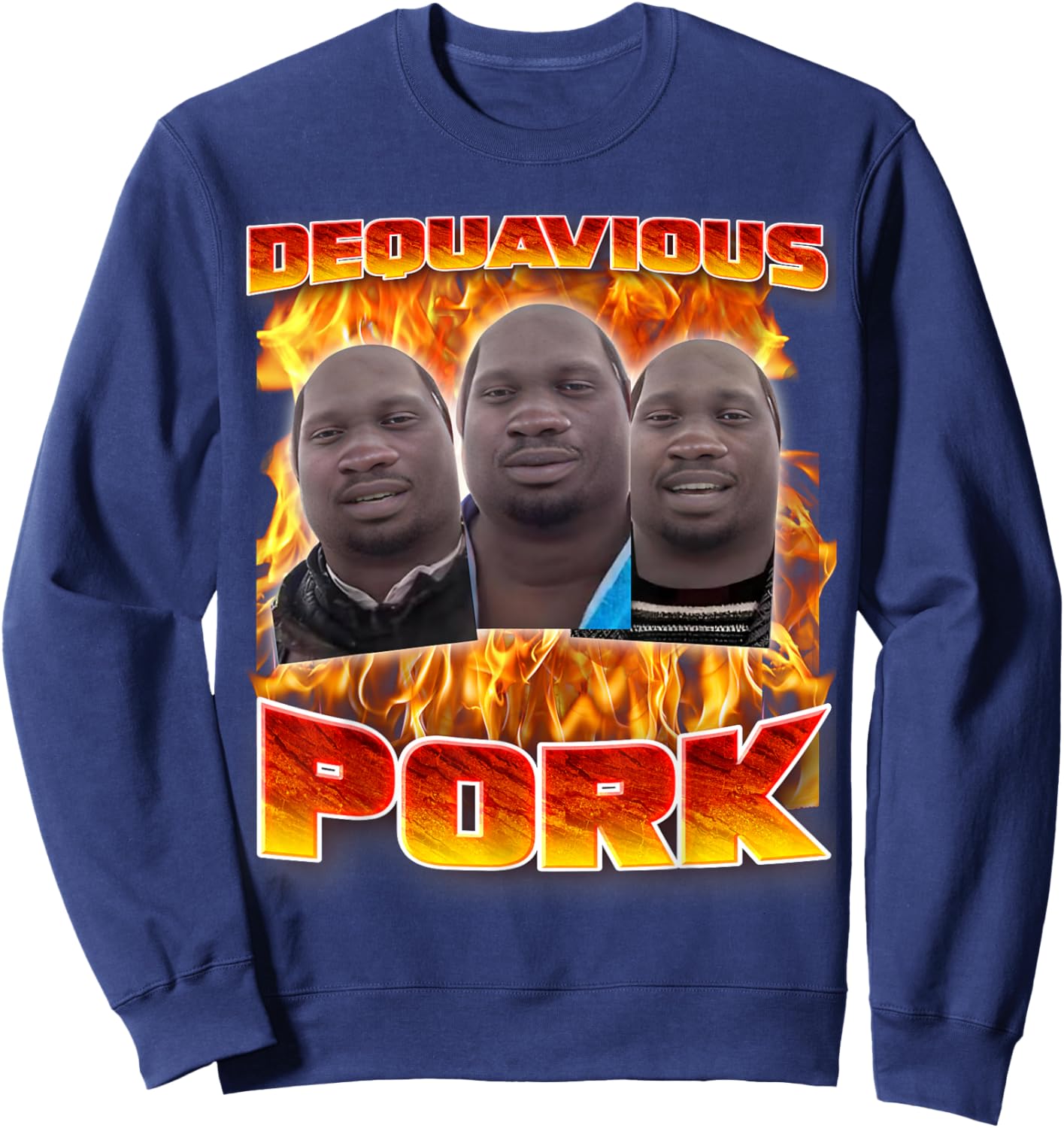 Dequavious Pork Meme Funny Memes Brainrot Memes Gen-Z Memes Sweatshirt - Sweatshirt | Navy