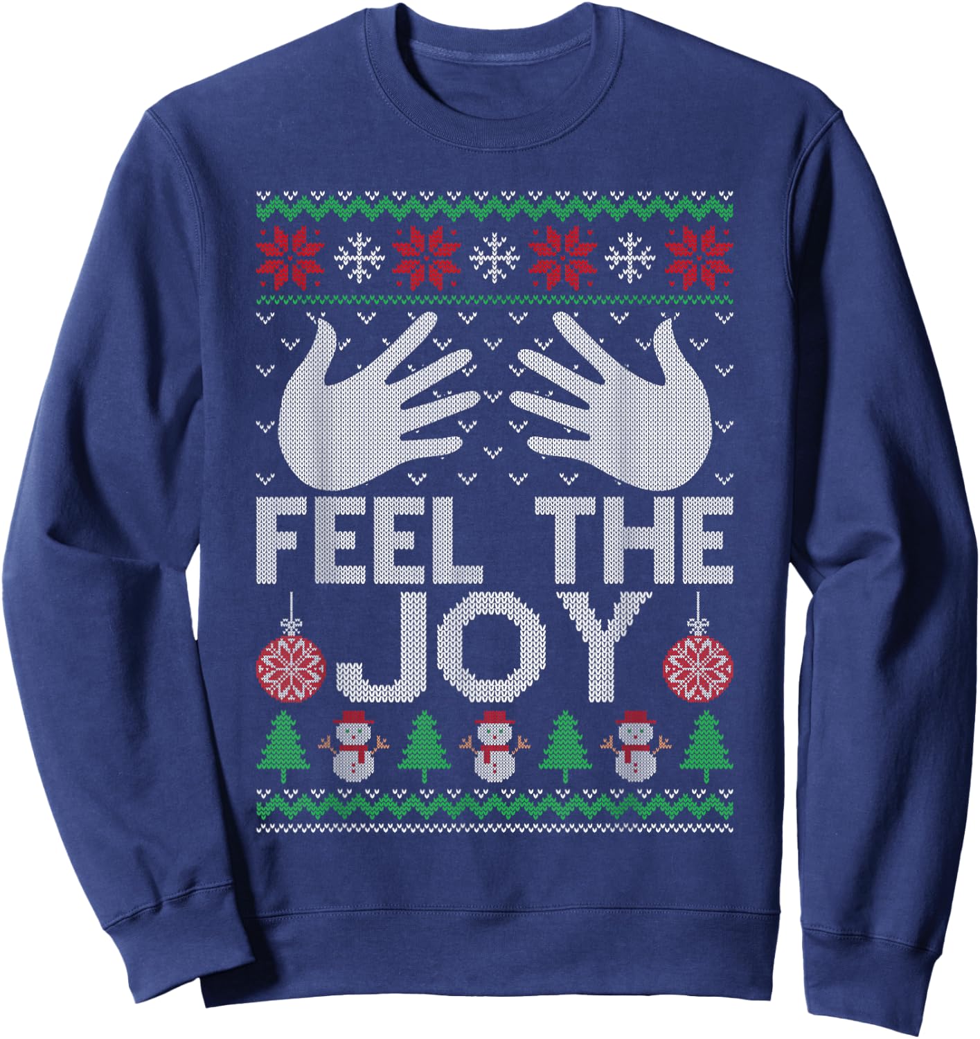 Feel The Joy Merry Christmas Matching Couples Xmas Party Sweatshirt - Sweatshirt | Navy