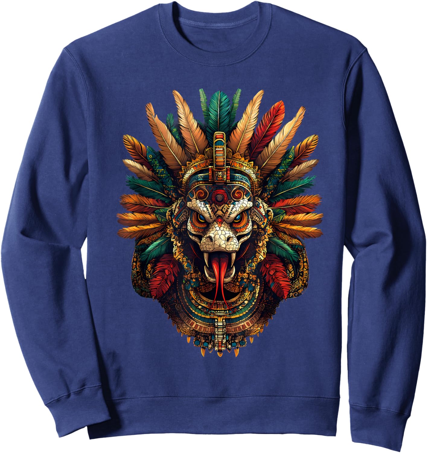 Aztec God Quetzalcoatl Mexican Mythology Feathered Serpent Sweatshirt - Sweatshirt | Navy