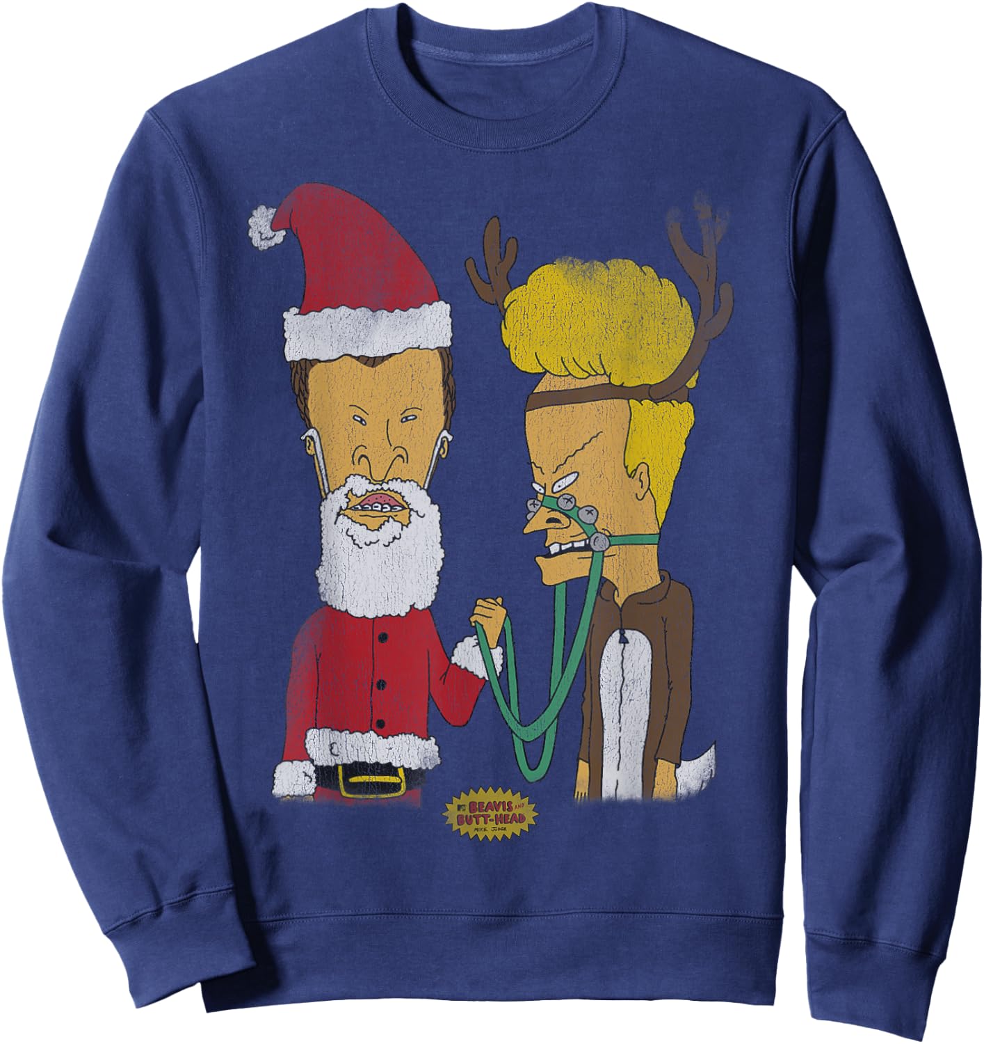 Beavis and Butt-Head Christmas Costumes Short Sleeve Sweatshirt - Sweatshirt | Navy