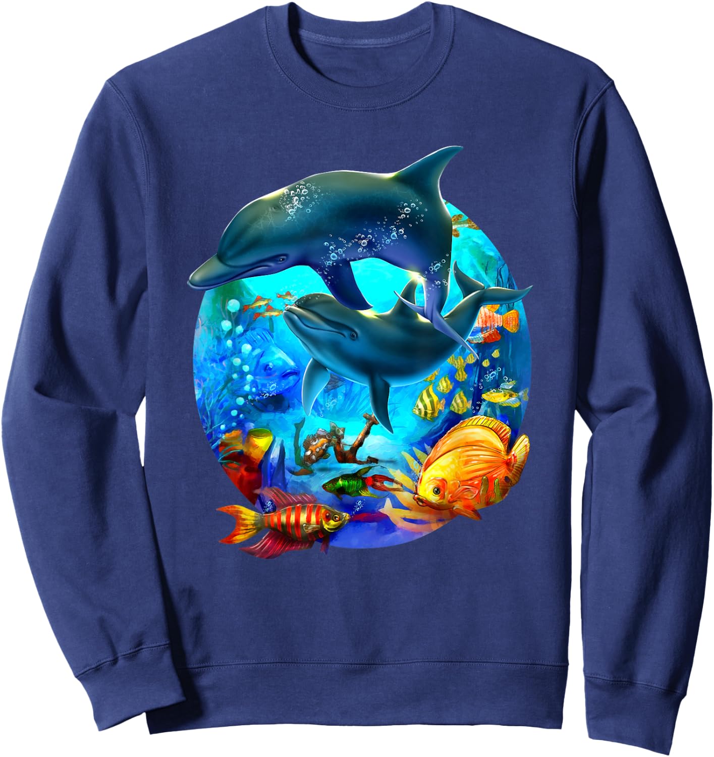 Dolphin Sea Life Save the Sea Marine Biology Aquarium Sweatshirt - Sweatshirt | Navy