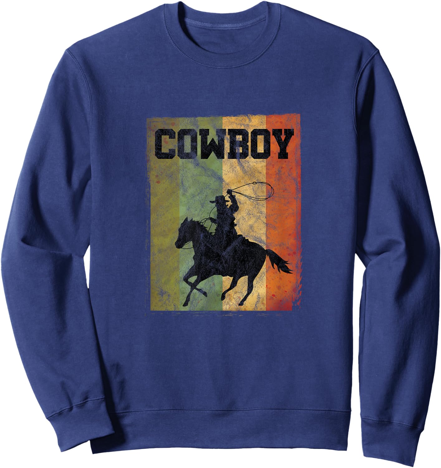 Distressed Vintage Cowboy Rodeo Horse Riding Country gift Sweatshirt - Sweatshirt | Navy