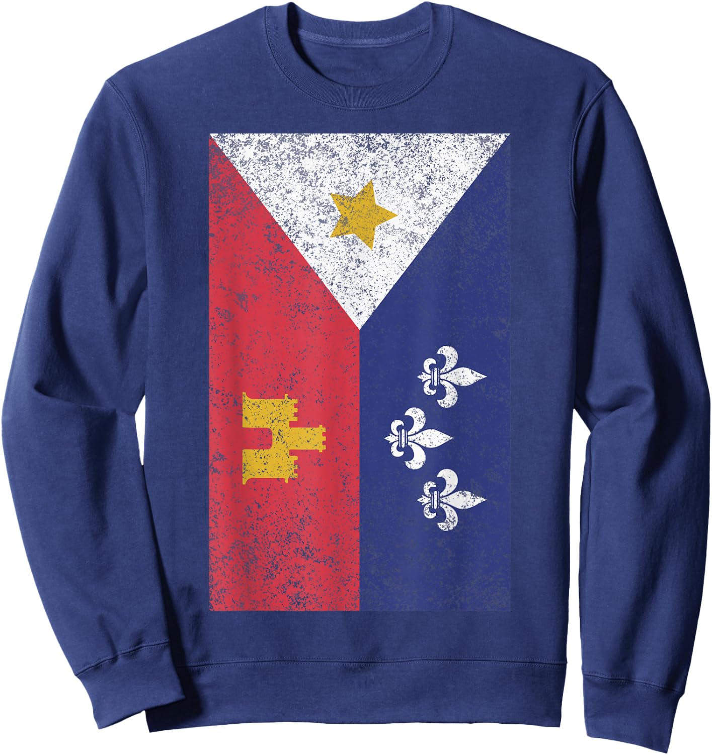 Acadian Flag Retro Cajun Sweatshirt - Sweatshirt | Navy