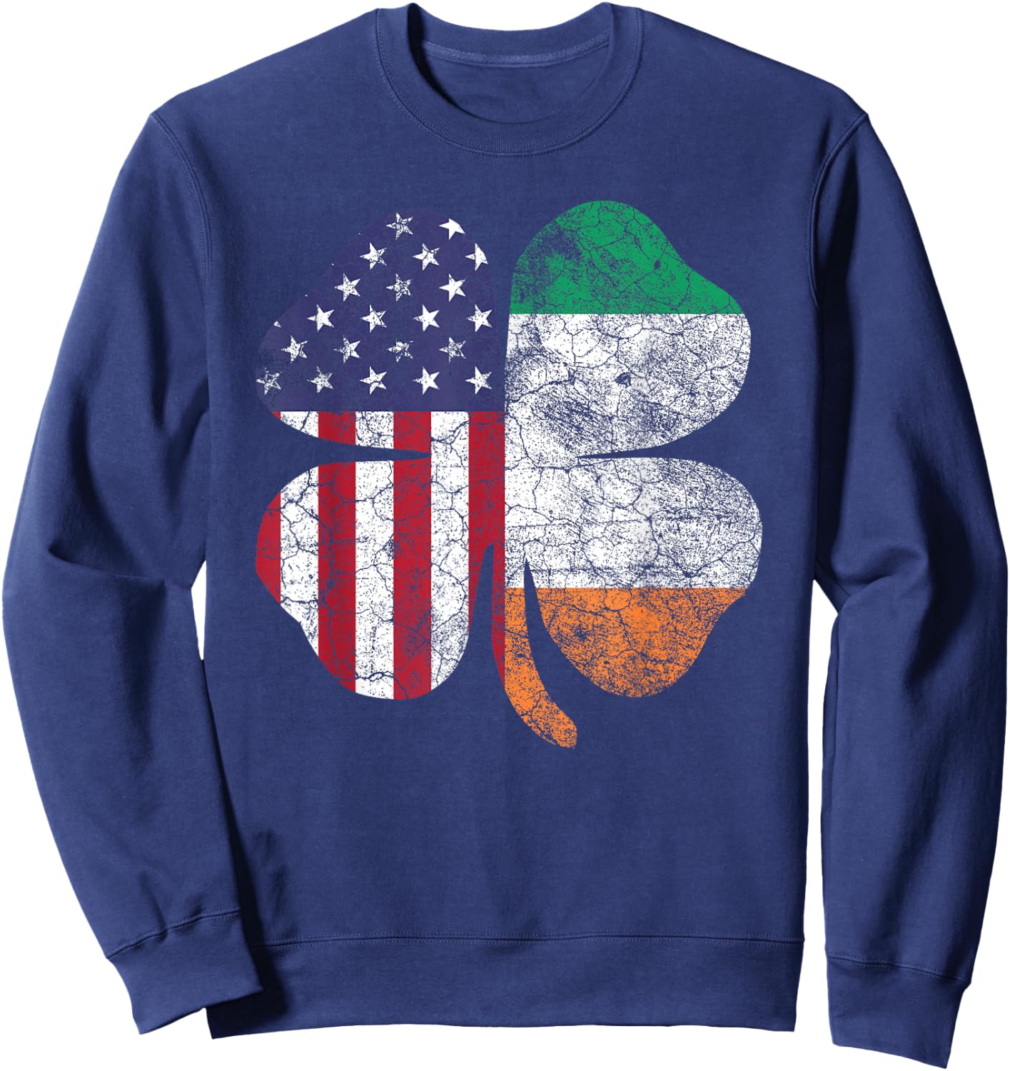 Irish American Flag Ireland Flag ST Patricks Day Gift Lucky Small Sweatshirt - Sweatshirt | Navy
