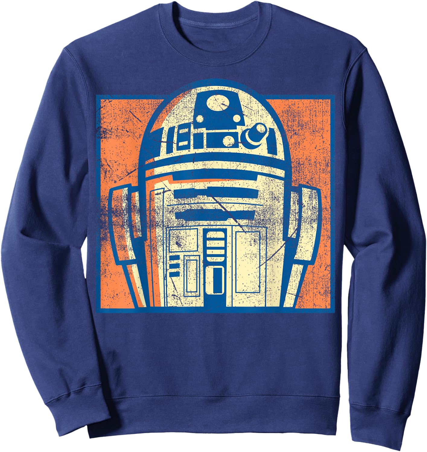 Star Wars R2-D2 Vintage Distressed Retro Cartoon Sweatshirt - Sweatshirt | Navy