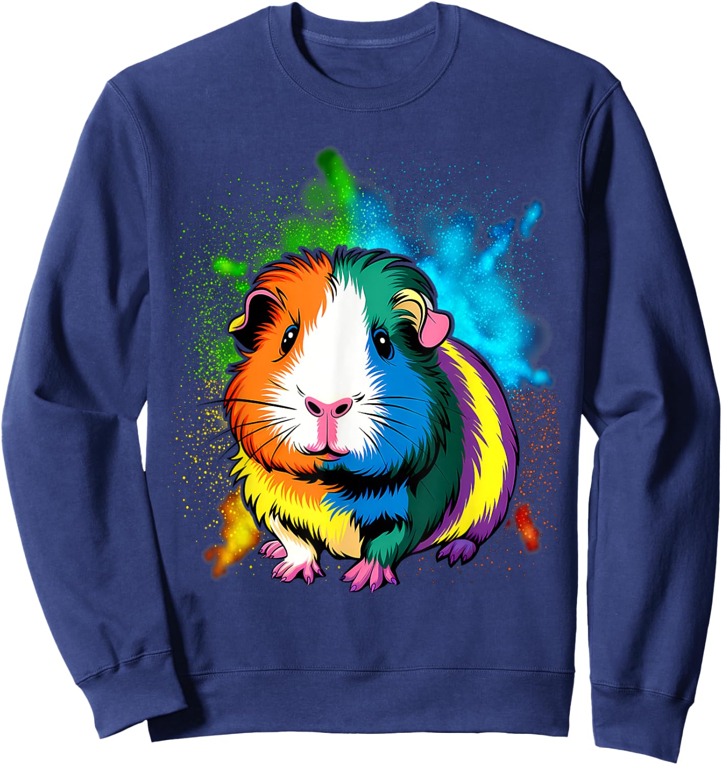 Cute Guinea Pig Rainbow Design for Guinea Pig Lovers Sweatshirt - Sweatshirt | Navy