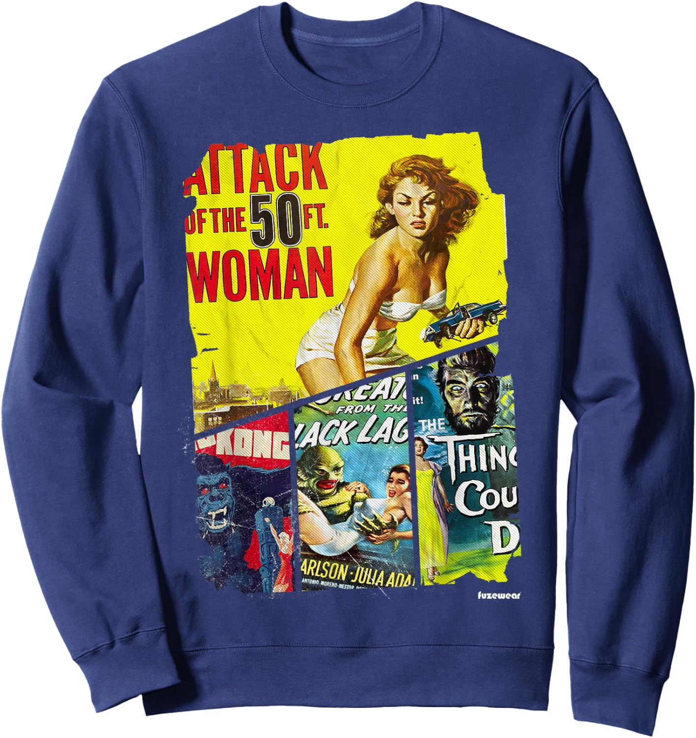 Vintage Style Sci Fi Movie Poster Collage Sweatshirt - Sweatshirt | Navy