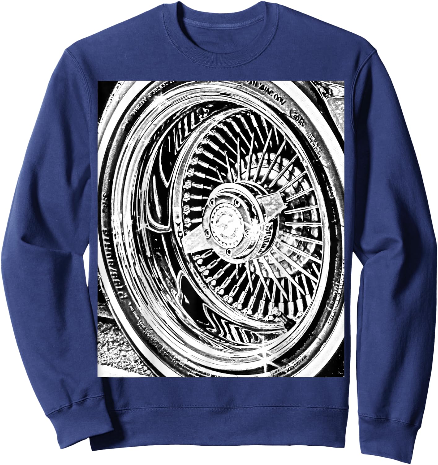 Lowrder Wire Wheel 100 Spoke Knock off Sweatshirt - Sweatshirt | Navy