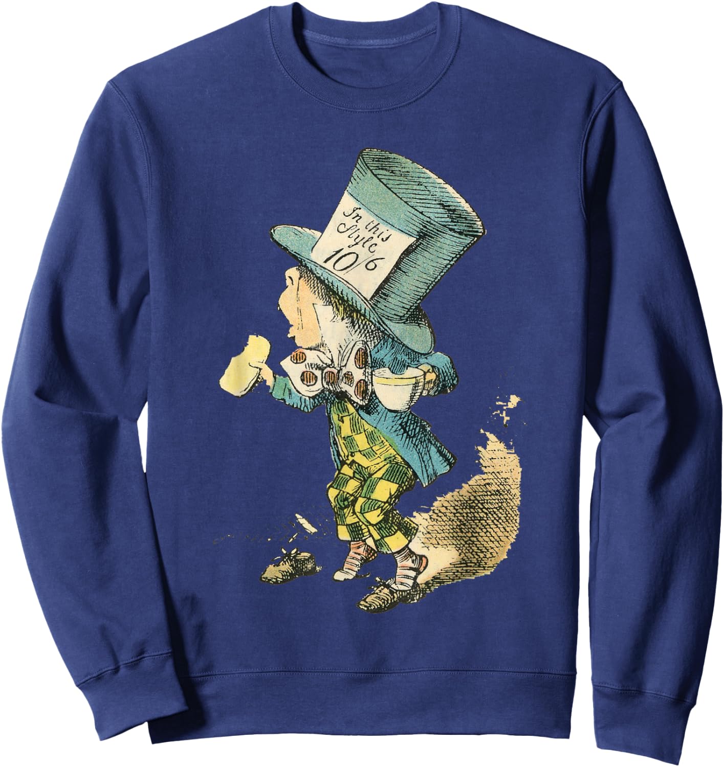 Alice in Wonderland Mad Hatter Vintage Illustration Sweatshirt - Sweatshirt | Navy